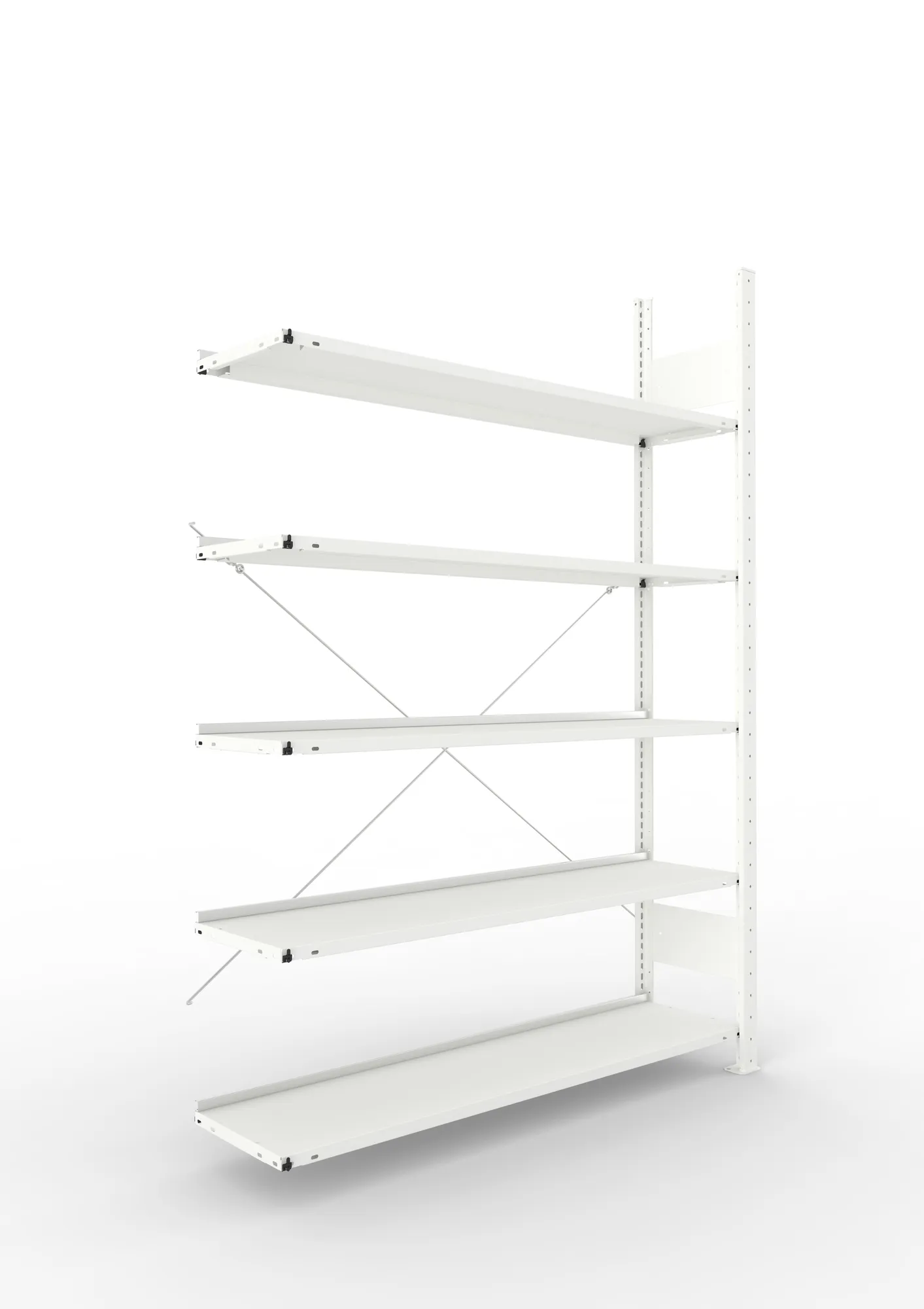 META COMPACT | Büro-Steckregal | Anbauregal | 1850 x 1250 x 300 mm | Fachlast 80 kg | 5 Ebenen | RAL 7035