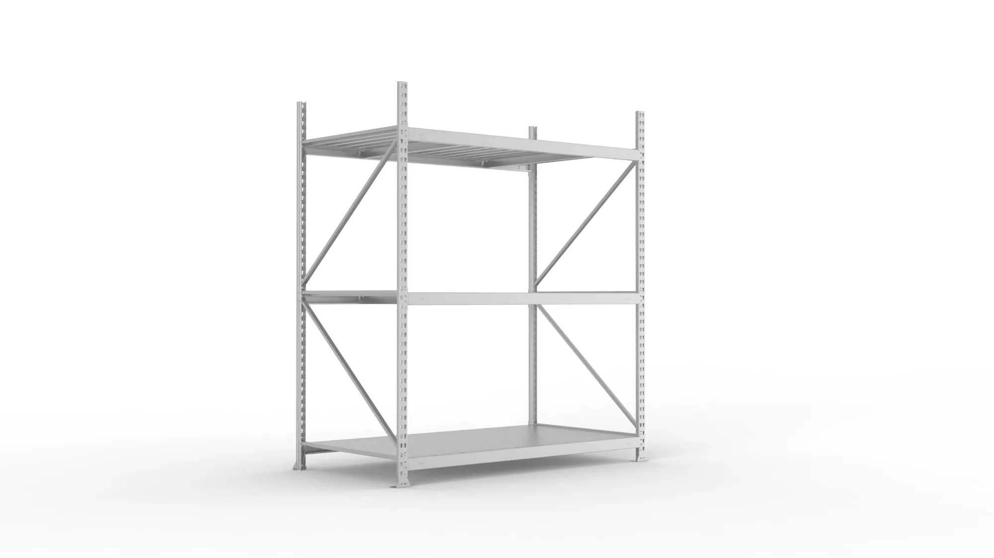META MINI-RACK Weitspannregal | Grundregal | 2200 x 1800 x 1050 mm | Fachlast 600 kg | Stahlpaneelböden | 3 Ebenen