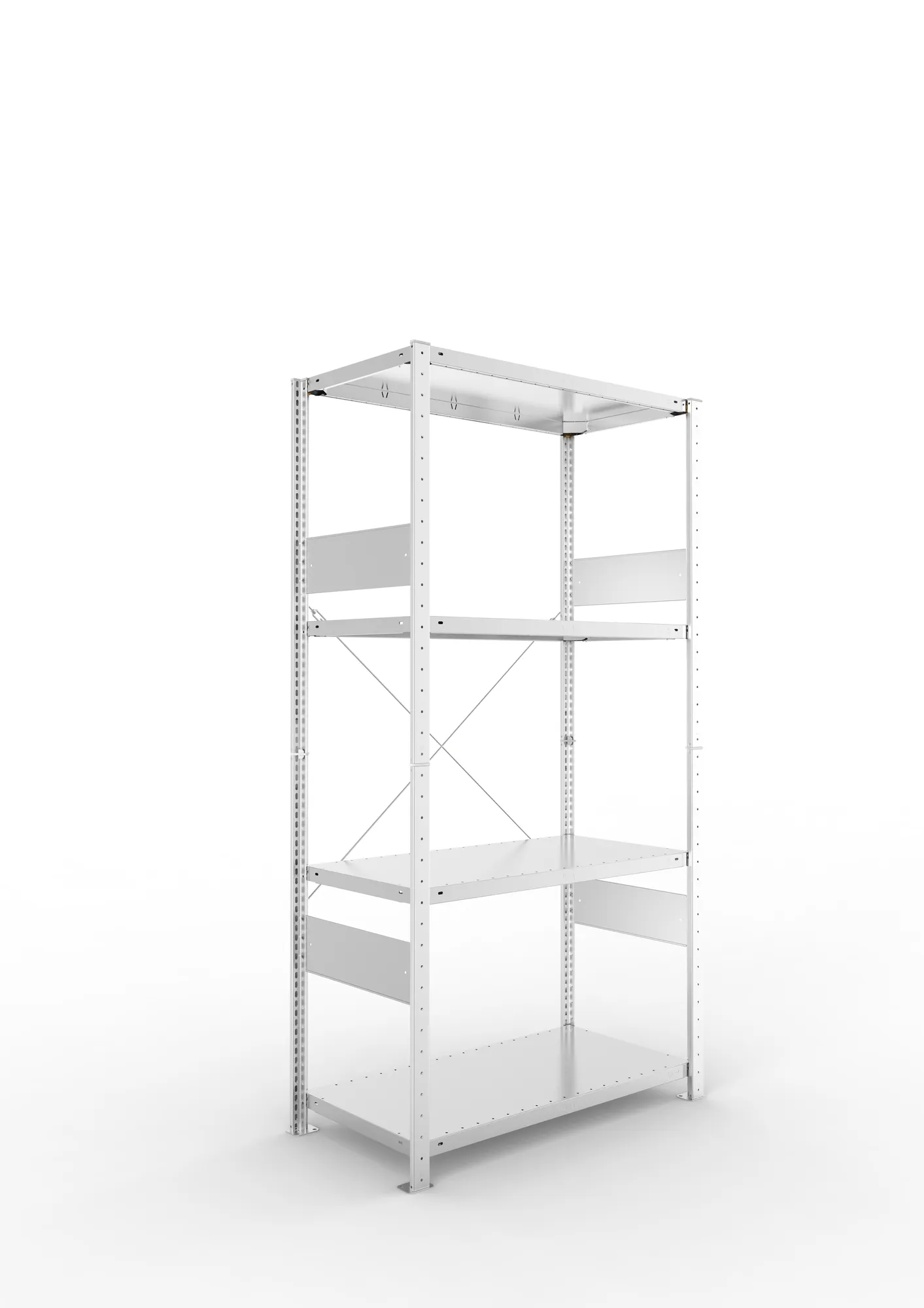 META CLIP SPLIT | Fachbodenregal | Grundregal | 2000 x 1000 x 500 mm | Fachlast 150 kg | 3+1 Ebenen | verzinkt