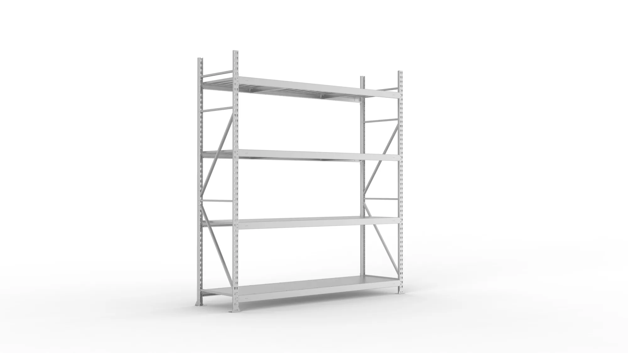 META MINI-RACK Weitspannregal | Grundregal | 2500 x 2200 x 650 mm | Fachlast 600 kg | Stahlpaneelböden | 4 Ebenen
