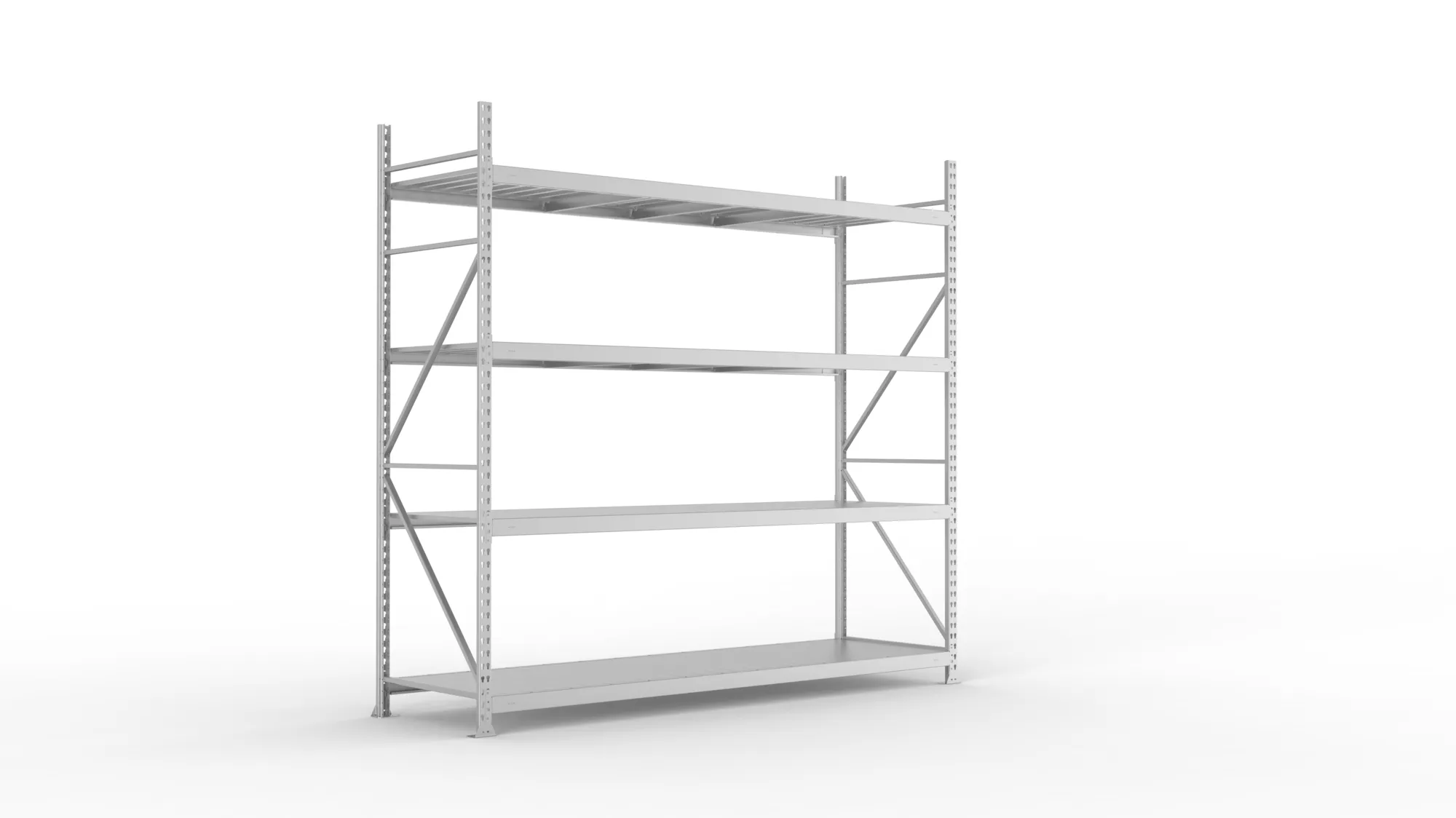 META MINI-RACK Weitspannregal | Grundregal | 2500 x 2600 x 800 mm | Fachlast 490 kg | Stahlpaneelböden | 4 Ebenen