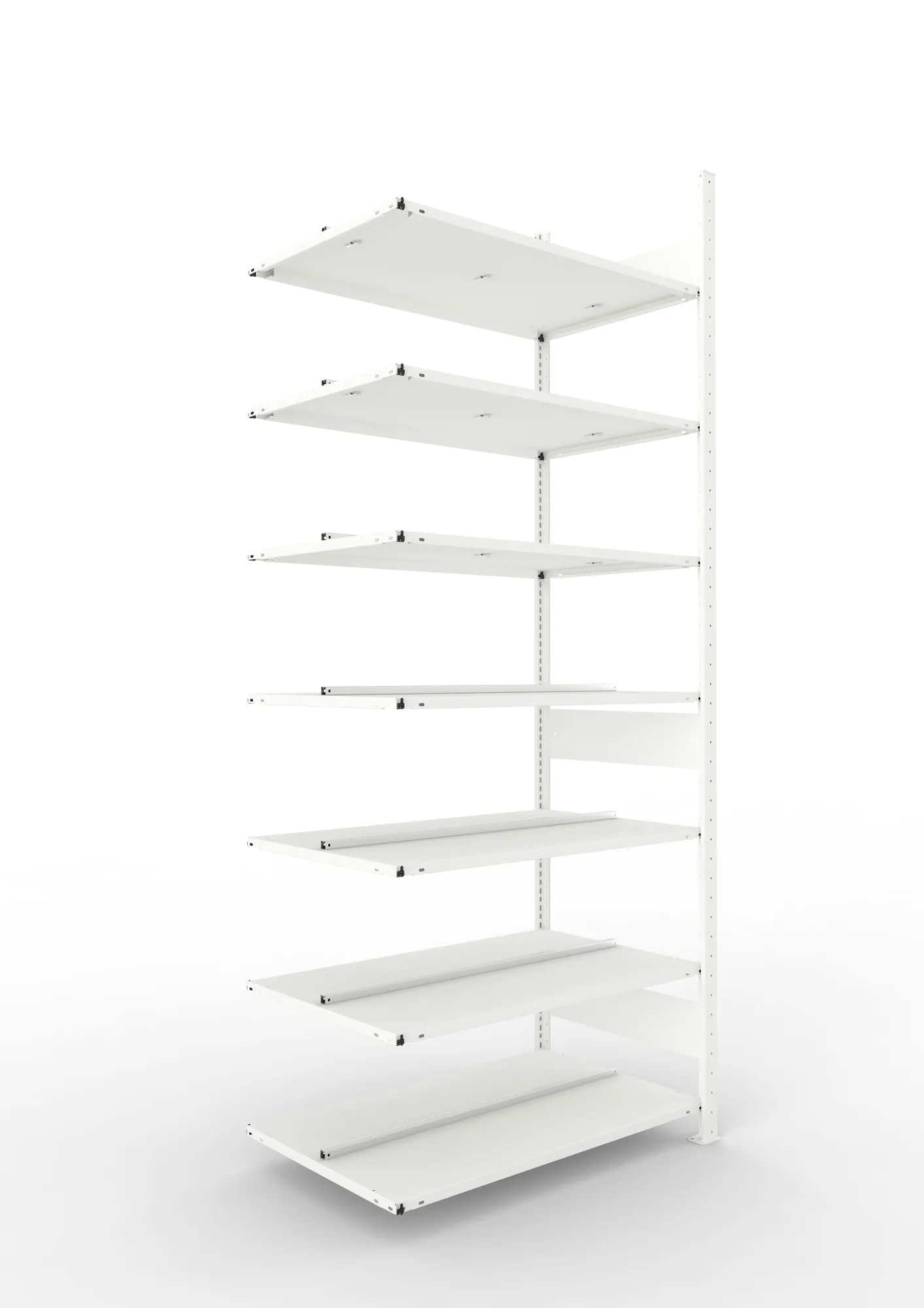 META COMPACT | Büro-Steckregal | Anbauregal | 2500 x 1000 x 600 mm | Fachlast 100 kg | 7 Ebenen | RAL 7035