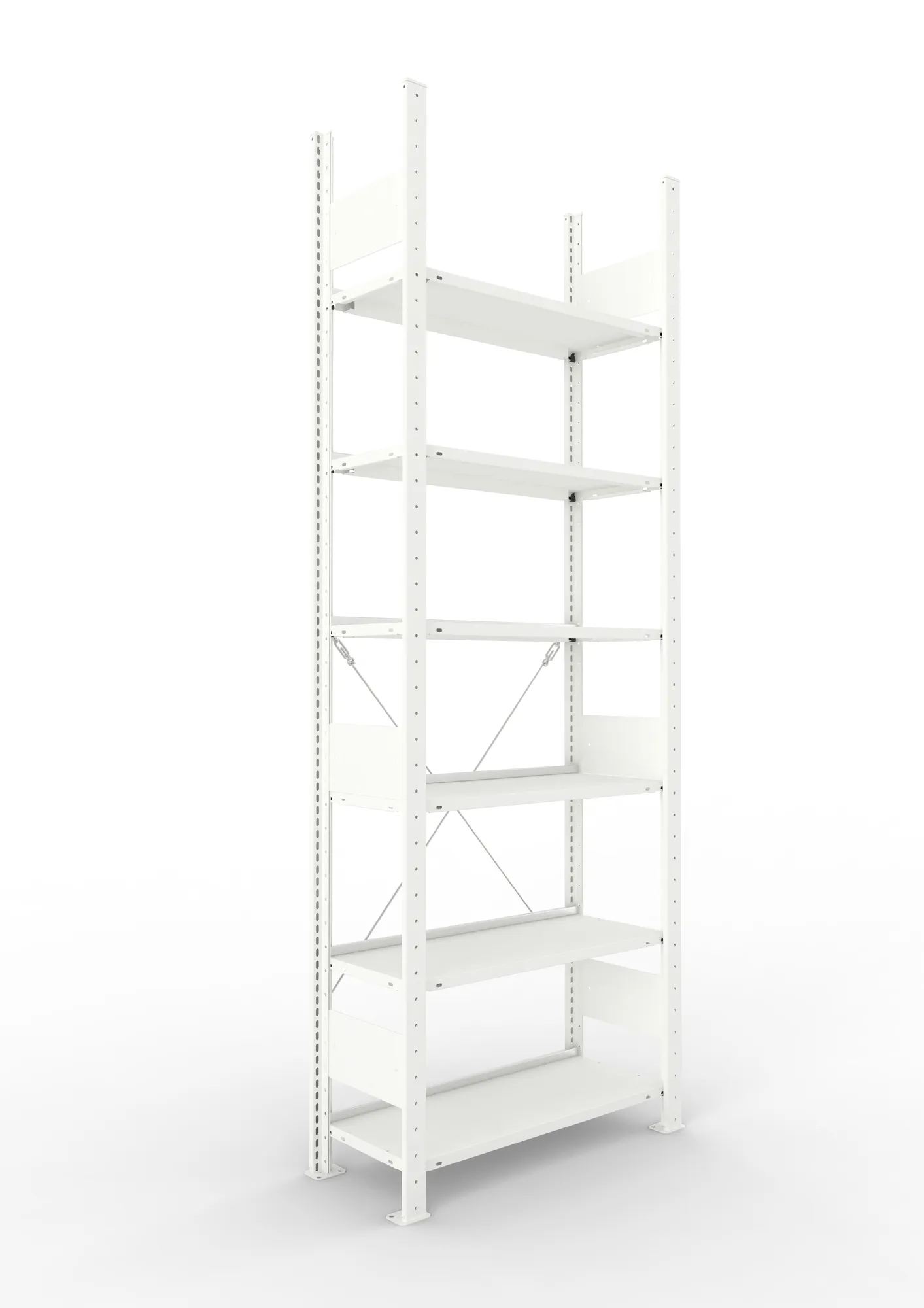META COMPACT | Büro-Steckregal | Grundregal | 2200 x 750 x 300 mm | Fachlast 80 kg | 6 Ebenen | RAL 7035