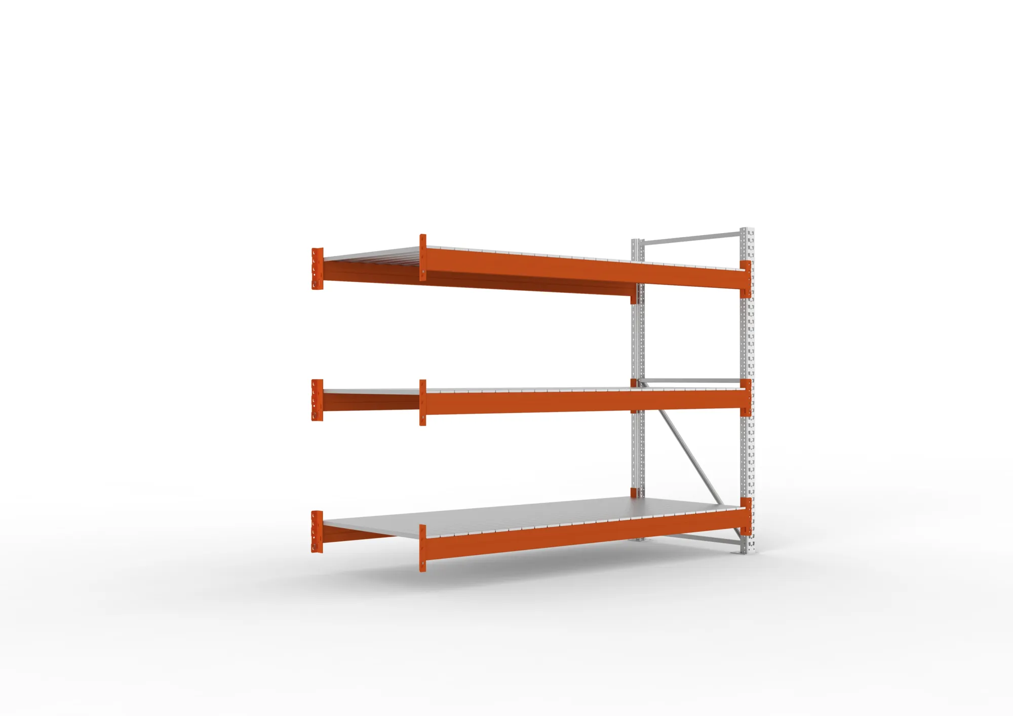 META MULTIPAL | Großfachregal | Anbauregal | 2200 x 2700 x 1100 mm | Fachlast 2400 kg | 3 Ebenen | Stahlpaneele | verzinkt