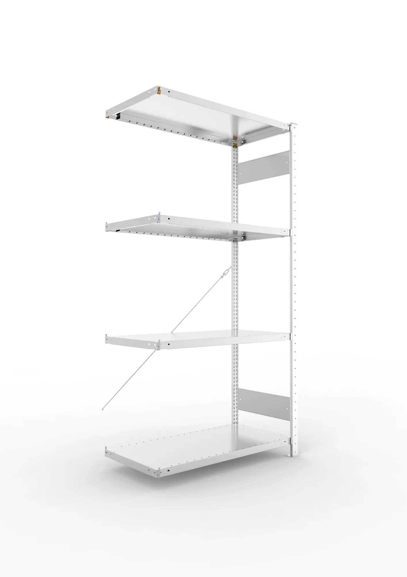 META CLIP SET | Fachbodenregal | Anbauregal | 2000 x 1000 x 500 mm | Fachlast 230 kg | 3+1 Ebenen | verzinkt
