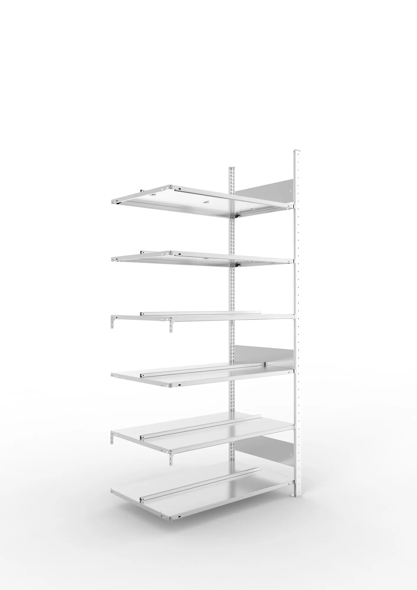 META COMPACT S3| Büro-Steckregal | Doppel-Anbauregal | 2200 x 1000 x 600 mm | Fachlast 100 kg | 6 Ebenen | Mittelanschlag | verzinkt
