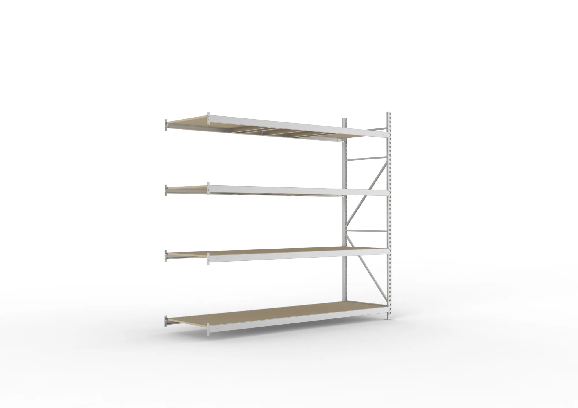 META MINI-RACK Weitspannregal | Anbauregal | 2500 x 2600 x 800 mm | Fachlast 490 kg | Spanplattenböden | 4 Ebenen