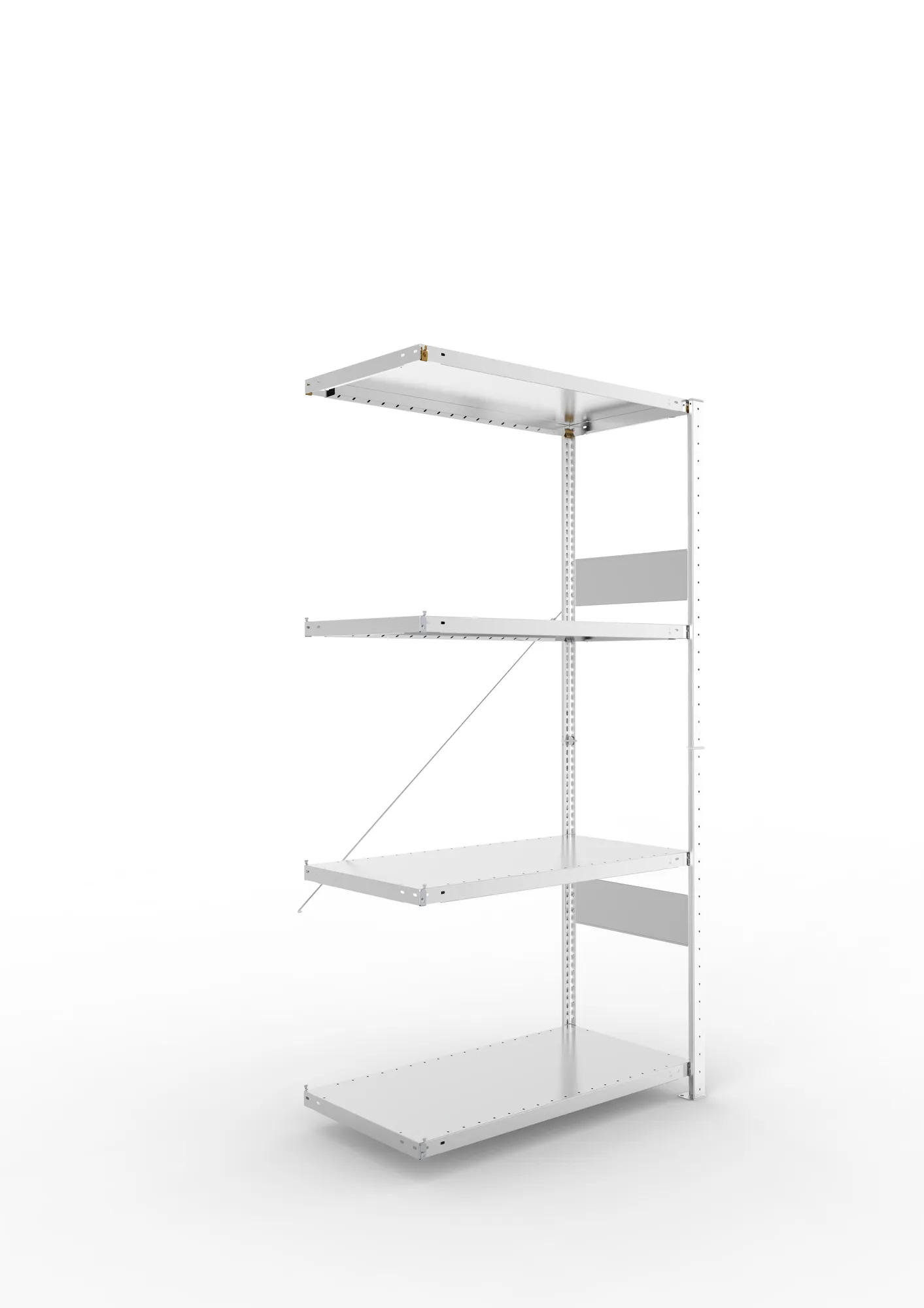 META CLIP SPLIT | Fachbodenregal | Anbauregal | 2000 x 1000 x 500 mm | Fachlast 230 kg | 3+1 Ebenen | verzinkt