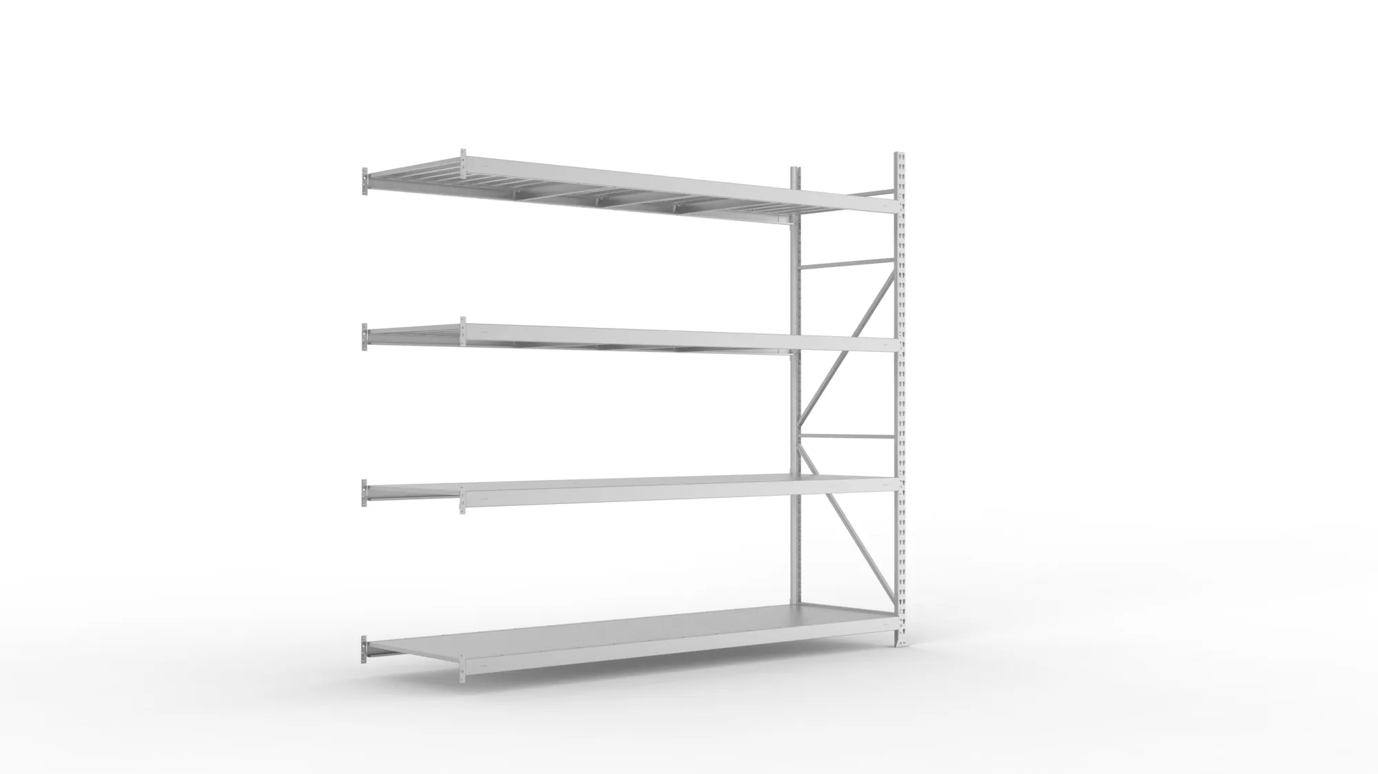 META MINI-RACK Weitspannregal | Anbauregal | 2500 x 2600 x 800 mm | Fachlast 490 kg | Stahlpaneelböden | 4 Ebenen