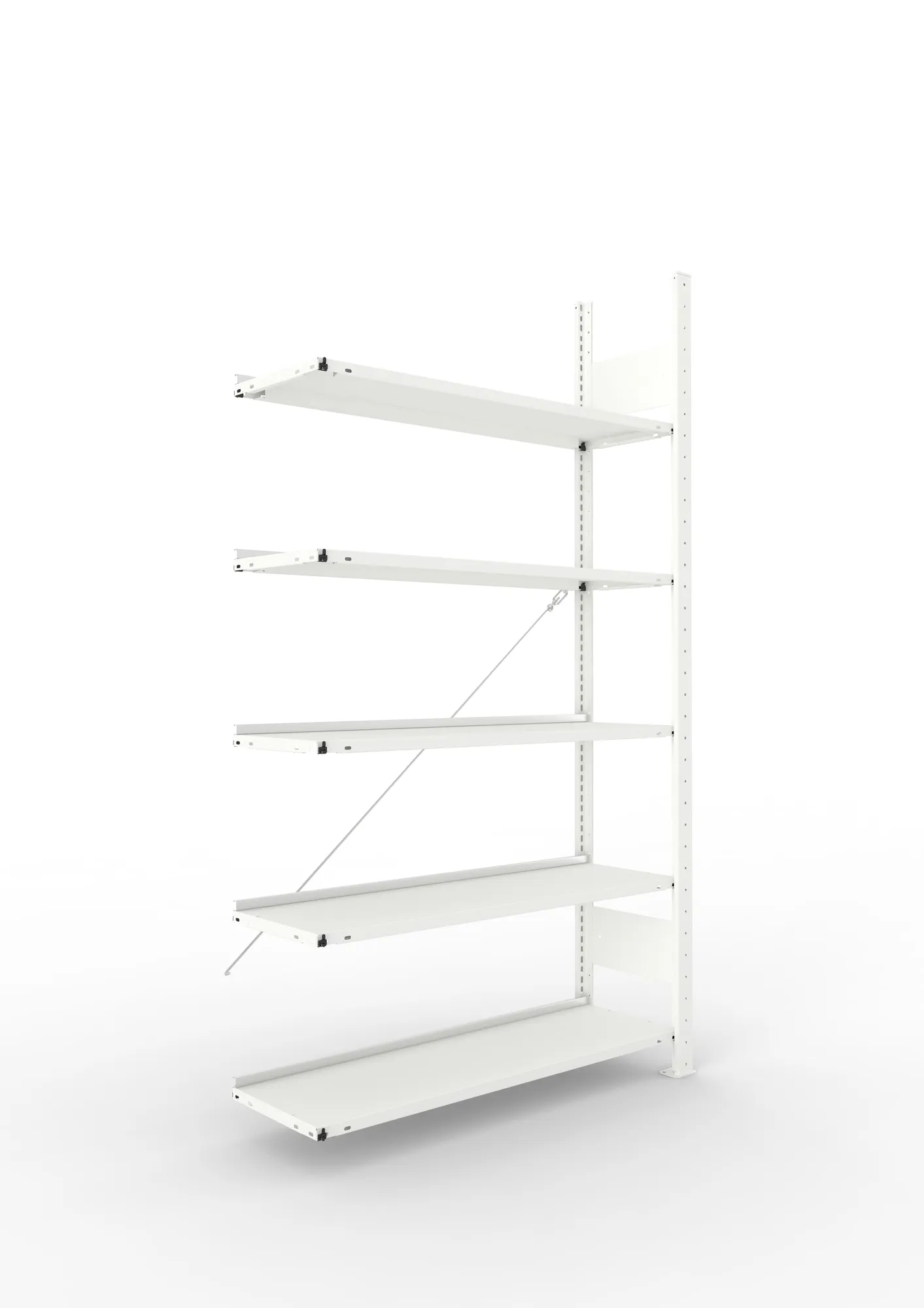 META COMPACT | Büro-Steckregal | Anbauregal | 1850 x 1000 x 300 mm | Fachlast 80 kg | 5 Ebenen | RAL 7035