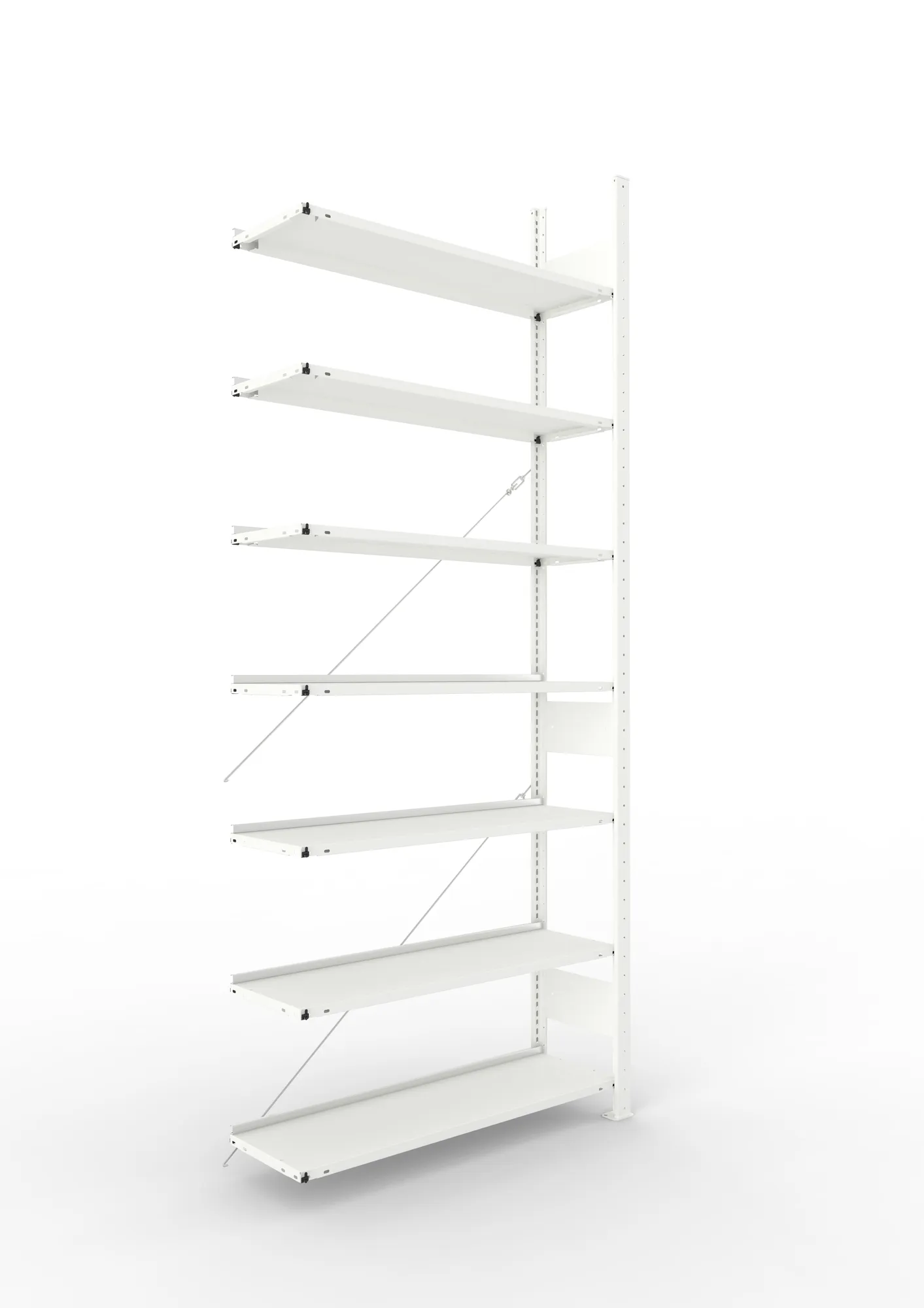 META COMPACT | Büro-Steckregal | Anbauregal | 2500 x 1100 x 300 mm | Fachlast 80 kg | 7 Ebenen | RAL 7035