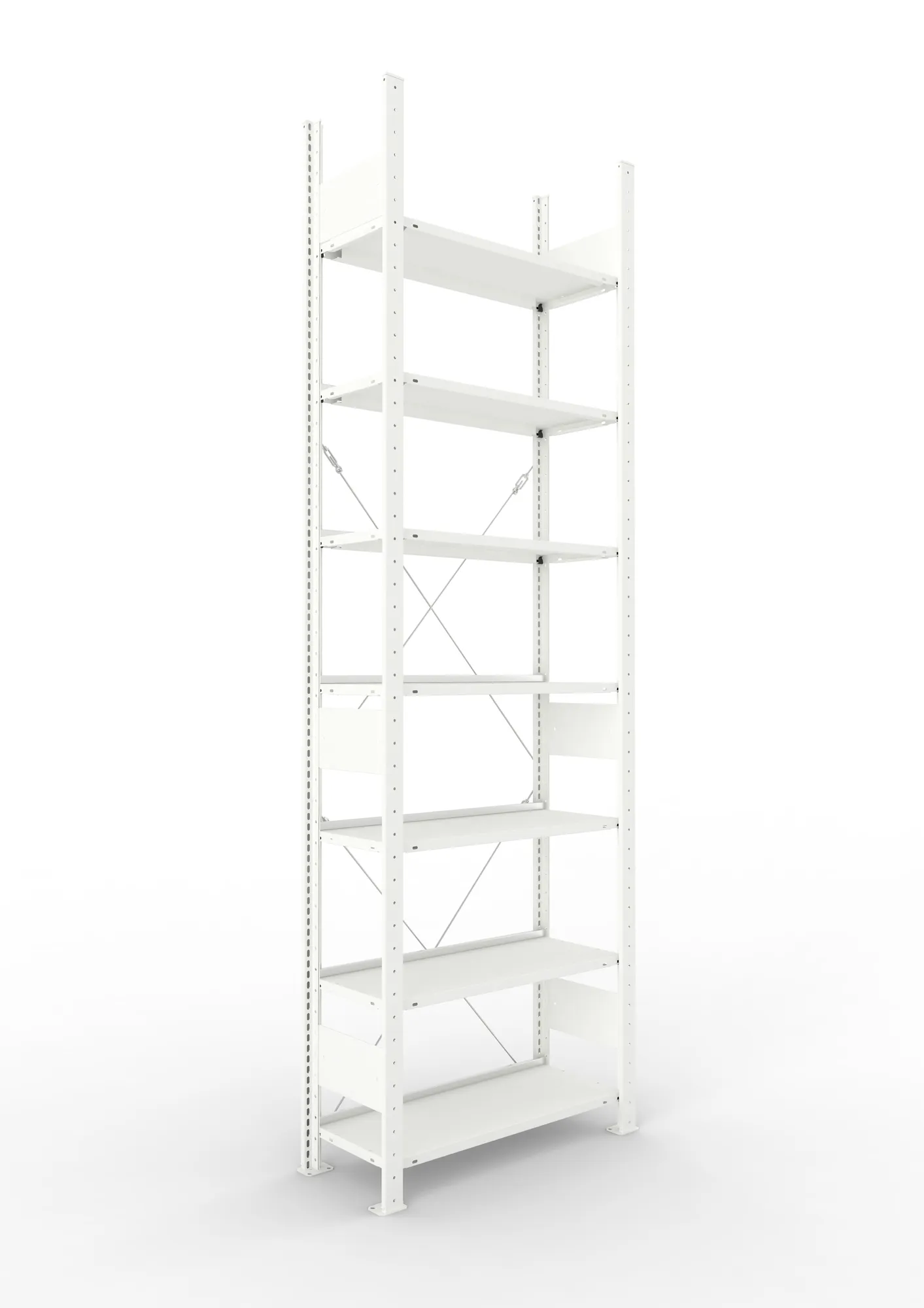 META COMPACT | Büro-Steckregal | Grundregal | 2500 x 750 x 300 mm | Fachlast 80 kg | 7 Ebenen | RAL 7035