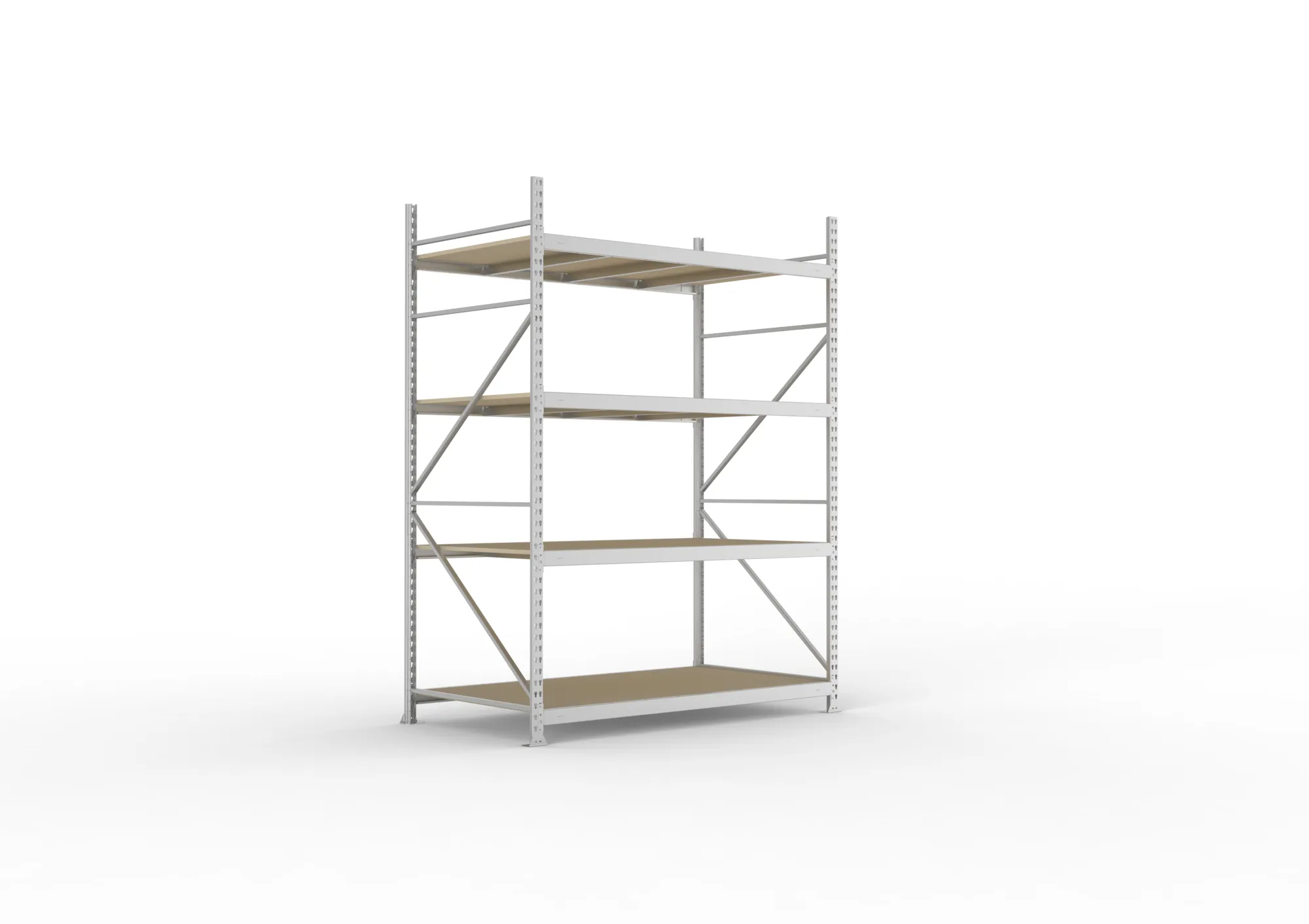 META MINI-RACK Weitspannregal | Grundregal | 2500 x 1800 x 1050 mm | Fachlast 600 kg | Spanplattenböden | 4 Ebenen