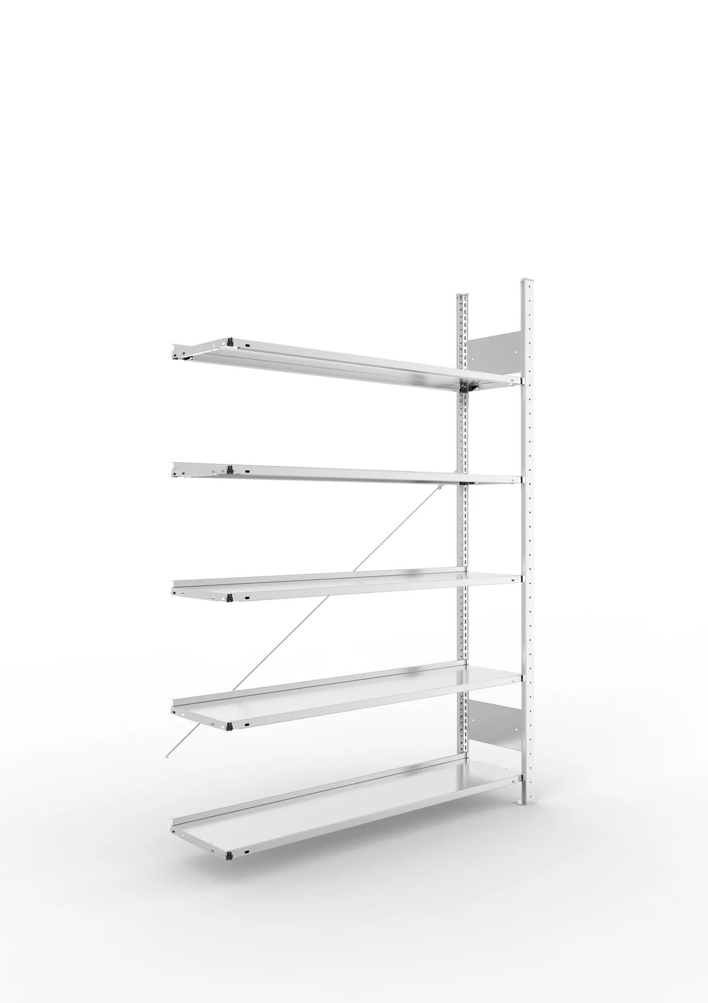 META COMPACT S3| Büro-Steckregal | Anbauregal | 1850 x 1250 x 300 mm | Fachlast 80 kg | 5 Ebenen | Endanschlag | verzinkt