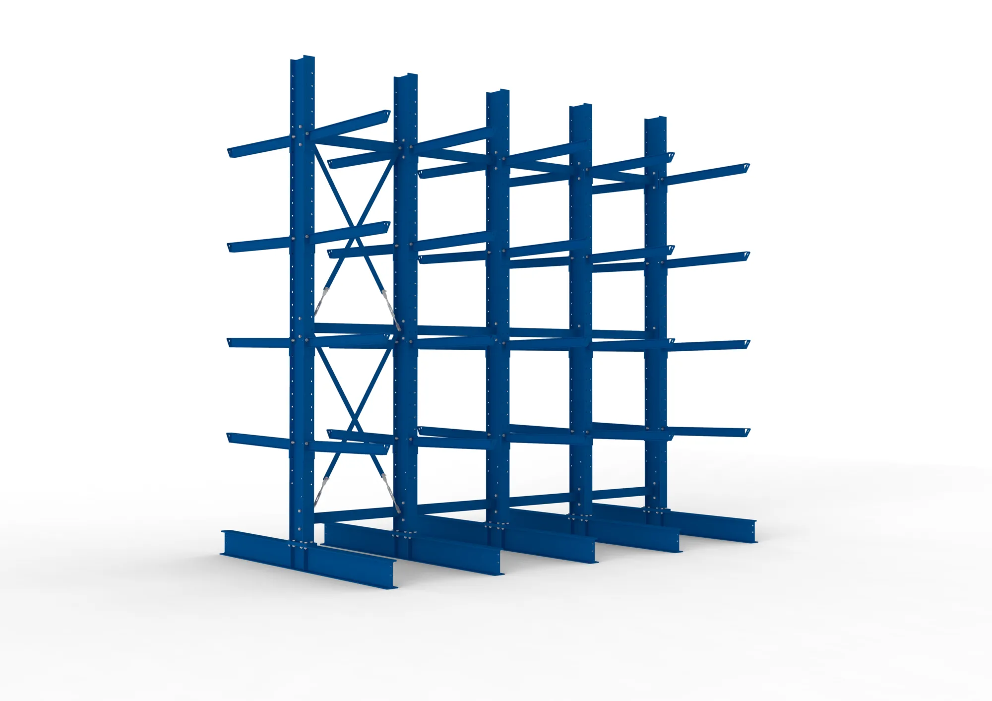 META MULTISTRONG H | Kragarmregal | 4 Felder | 4000 x 4000 x 1000 mm | Armlast 505 kg | doppelseitig | 4+1 Ebenen