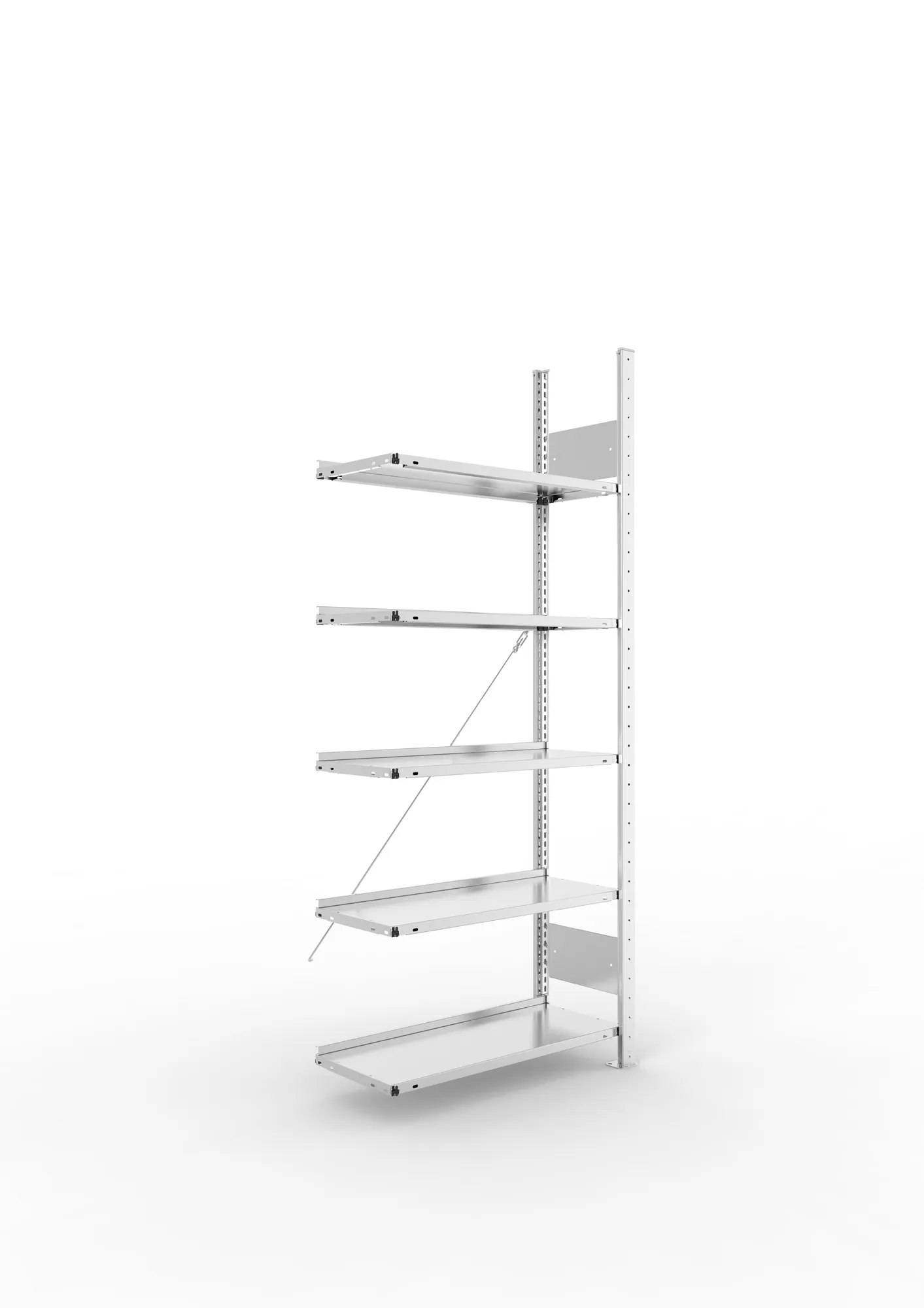 META COMPACT S3| Büro-Steckregal | Anbauregal | 1850 x 750 x 300 mm | Fachlast 80 kg | 5 Ebenen | Endanschlag | verzinkt