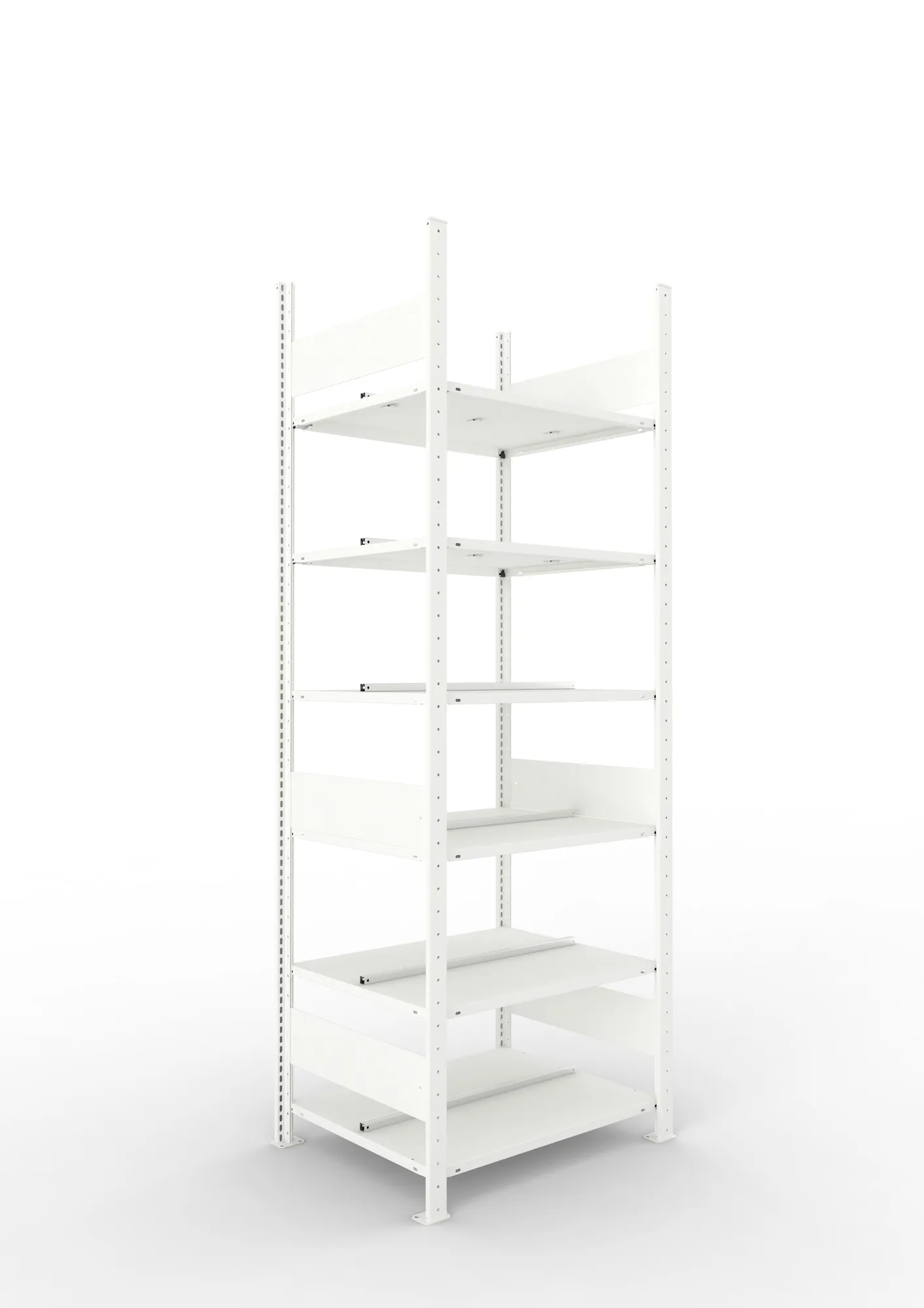 META COMPACT | Büro-Steckregal | Grundregal | 2200 x 750 x 600 mm | Fachlast 100 kg | 6 Ebenen | RAL 7035