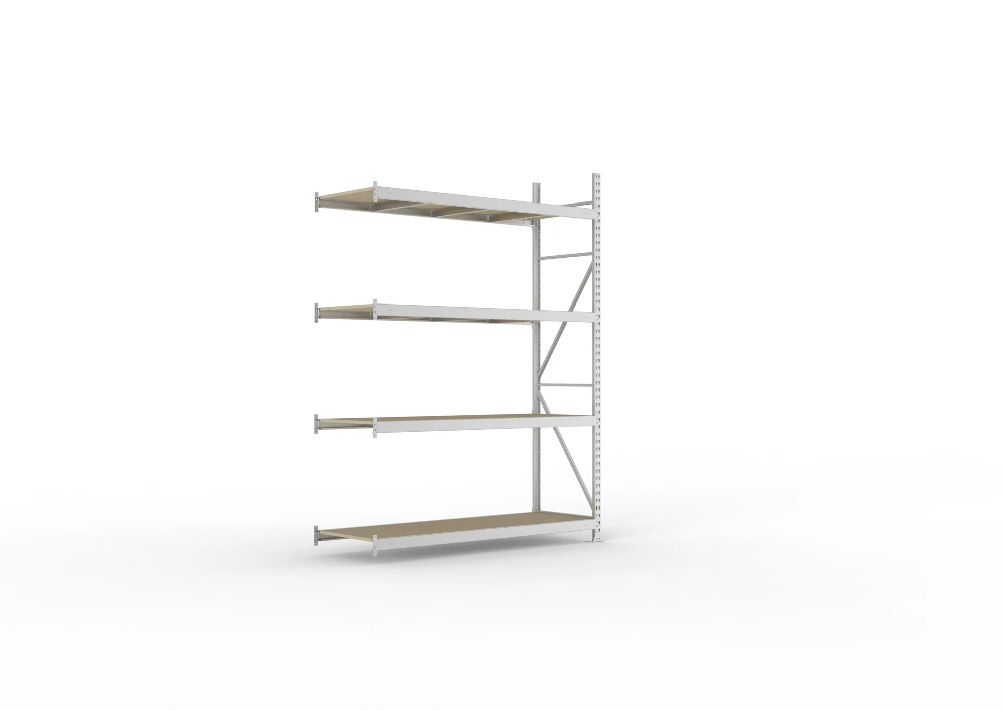 META MINI-RACK Weitspannregal | Anbauregal | 2500 x 1800 x 650 mm | Fachlast 600 kg | Spanplattenböden | 4 Ebenen