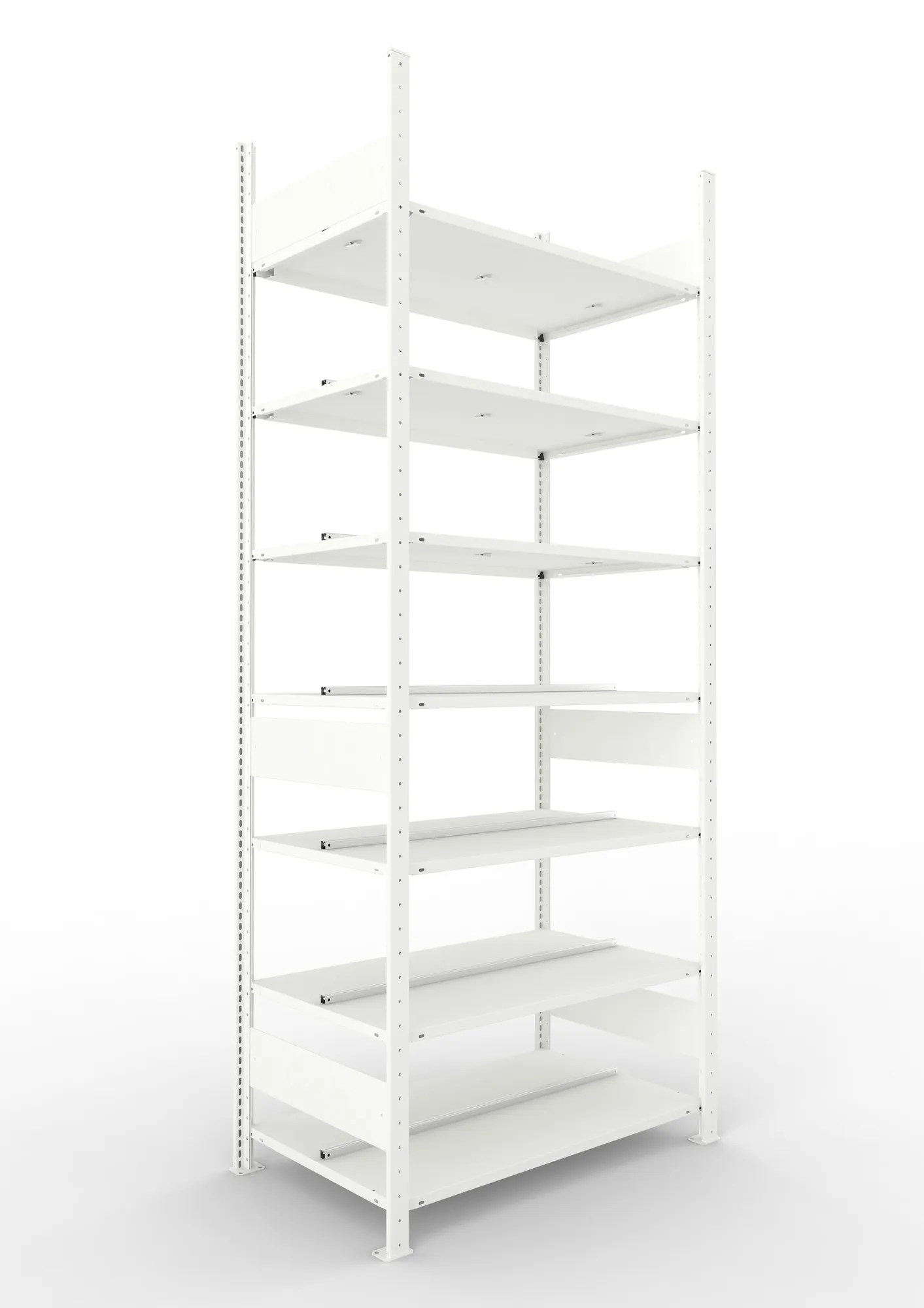 META COMPACT | Büro-Steckregal | Grundregal | 2500 x 1000 x 600 mm | Fachlast 100 kg | 7 Ebenen | RAL 7035