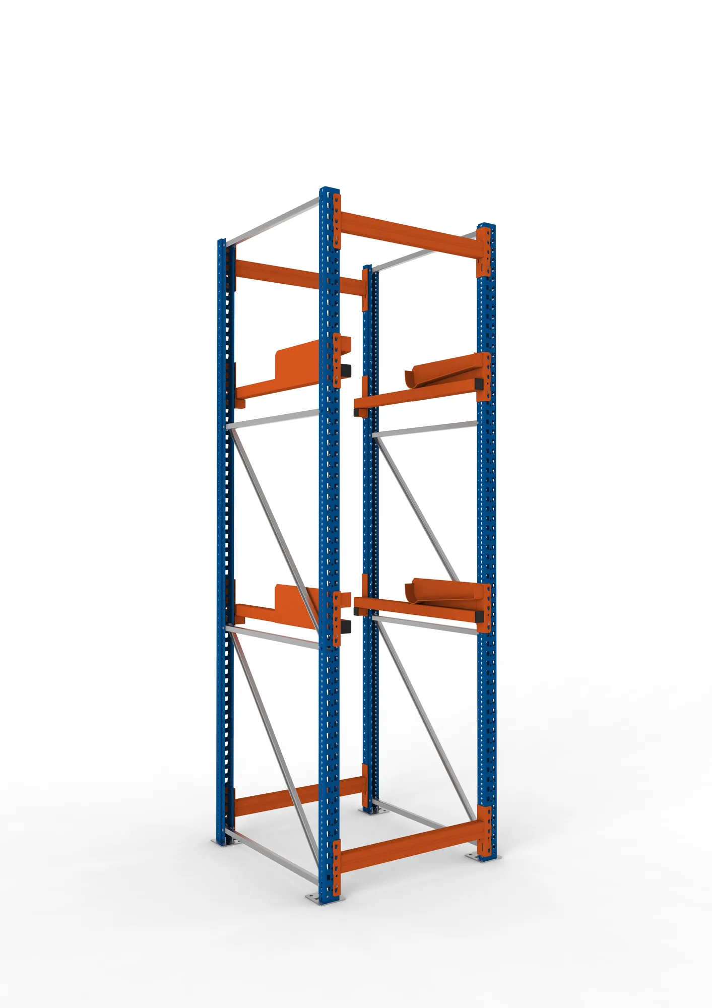 META MULTIPAL | Kabeltrommelregal | Grundregal | 3300 x 900 x 1100 mm | Feldlast 4000 kg | 2 Ebenen | Typ 2 | RAL 5010