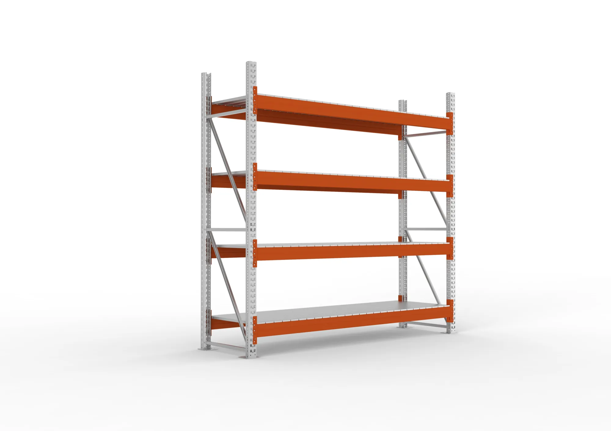META MULTIPAL | Großfachregal | Grundregal | 2700 x 2700 x 800 mm | Fachlast 2400 kg | 4 Ebenen | Stahlpaneele | verzinkt
