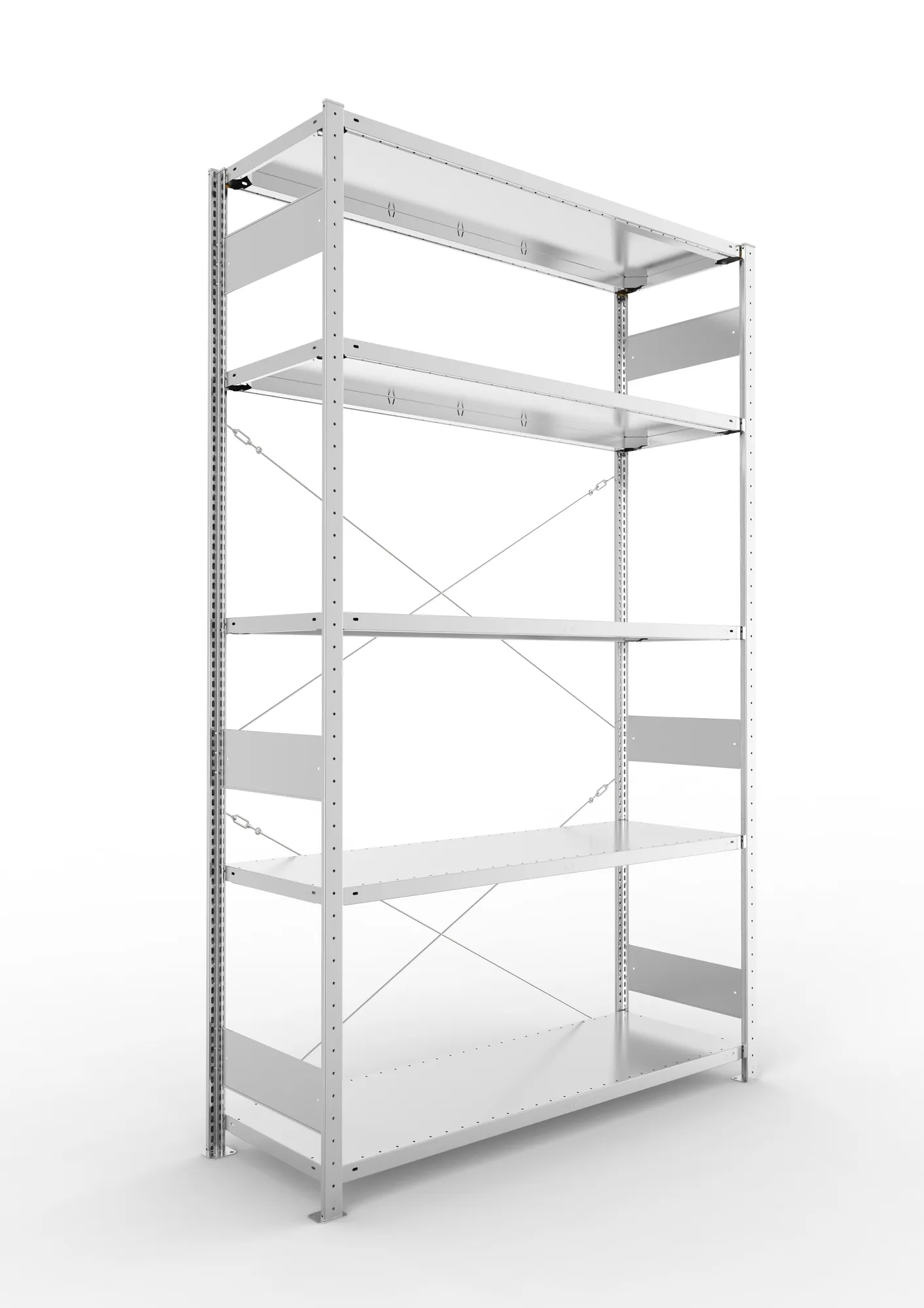 META CLIP S3 | Fachbodenregal | Grundregal | 2500 x 1500 x 500 mm | Fachlast 200 kg | 3+1 Ebenen | verzinkt
