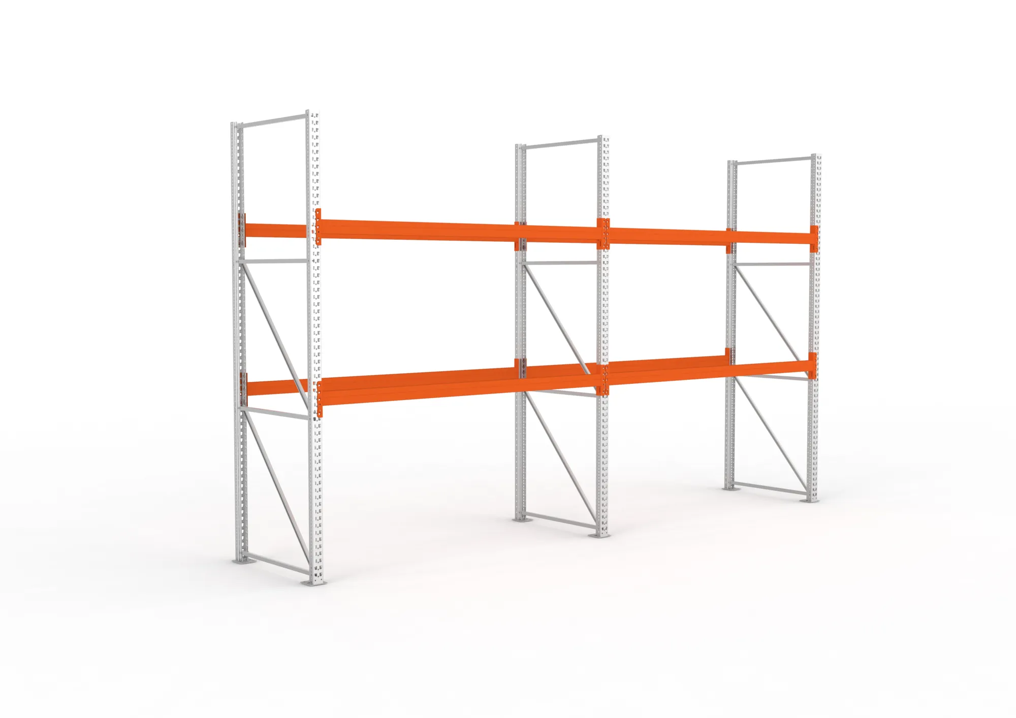 META MULTIPAL | Palettenregal | 2 Felder | 3300 x 2700 x 1100 mm | Fachlast 780 kg | 3 Ebenen | 8 Paletten | verzinkt