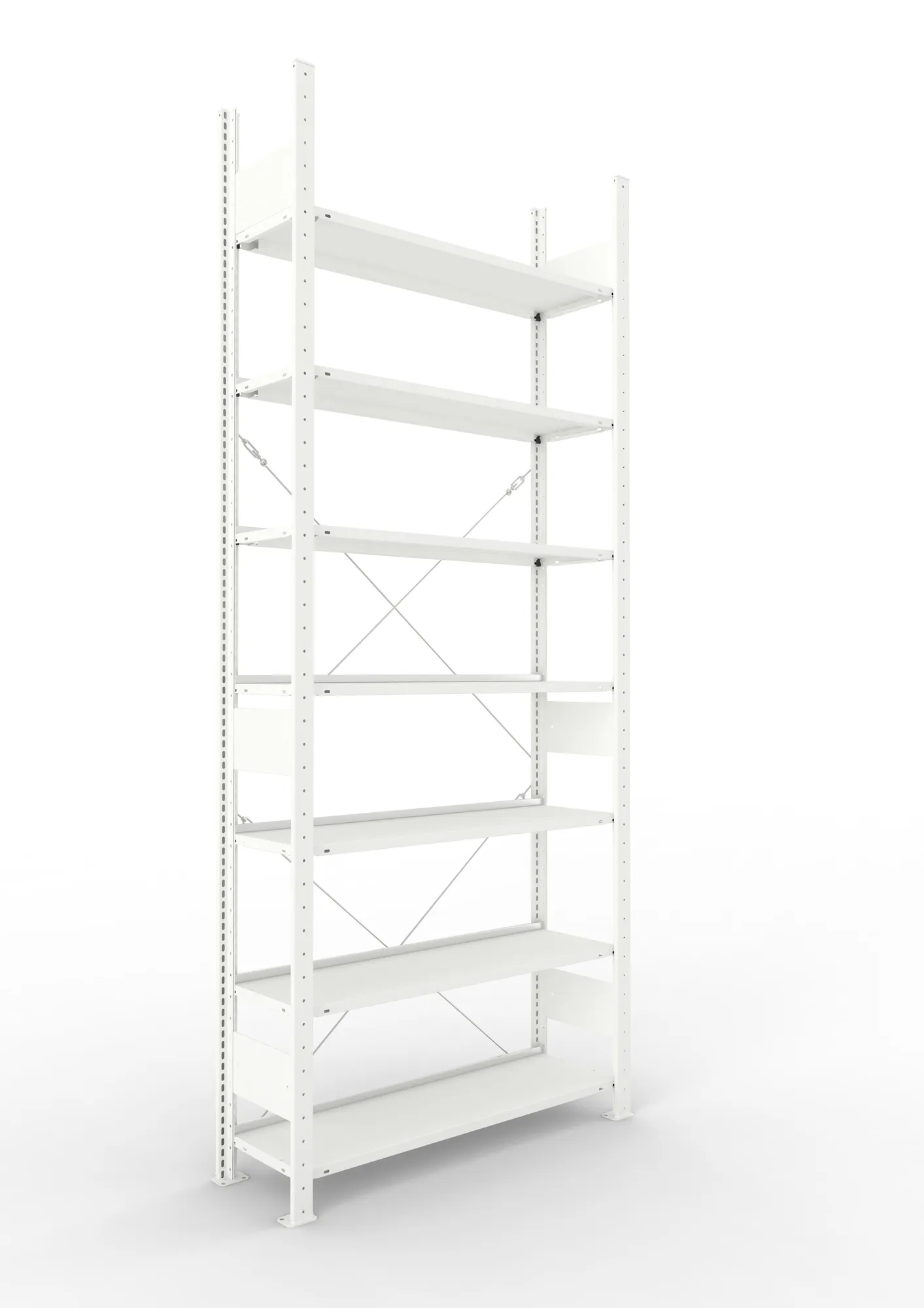 META COMPACT | Büro-Steckregal | Grundregal | 2500 x 1000 x 300 mm | Fachlast 80 kg | 7 Ebenen | RAL 7035