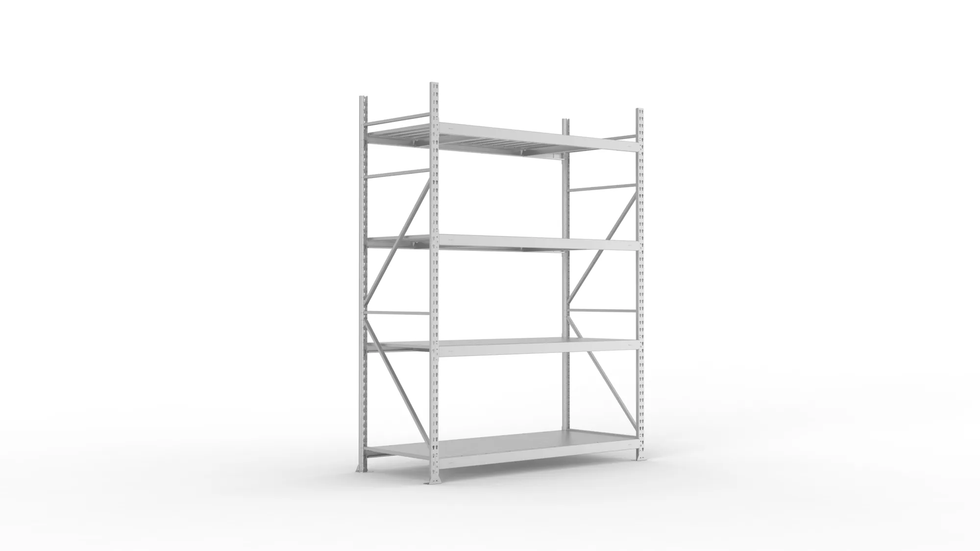 META MINI-RACK Weitspannregal | Grundregal | 2500 x 1800 x 800 mm | Fachlast 600 kg | Stahlpaneelböden | 4 Ebenen
