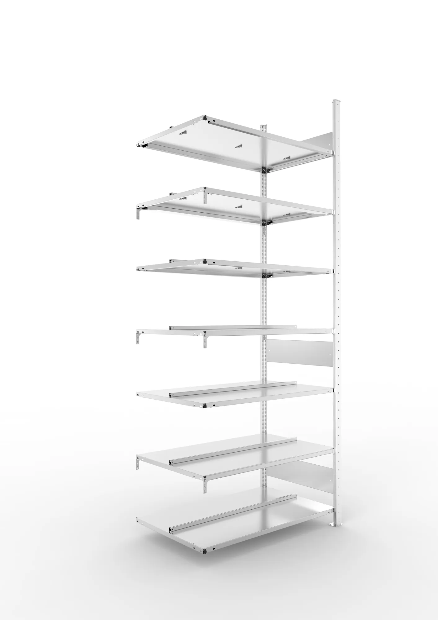 META COMPACT S3| Büro-Steckregal | Doppel-Anbauregal | 2500 x 1000 x 600 mm | Fachlast 100 kg | 7 Ebenen | Mittelanschlag | verzinkt