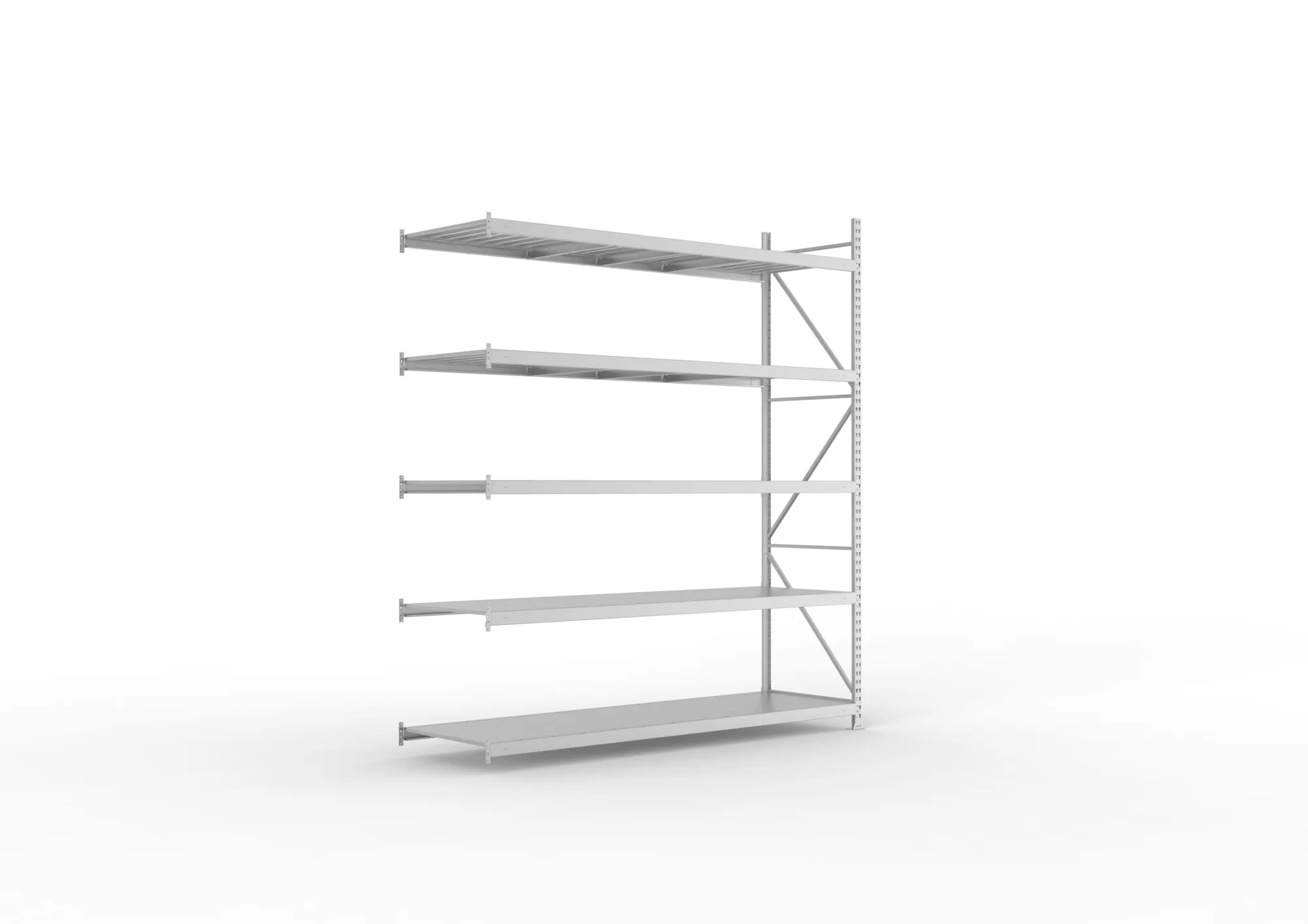META MINI-RACK Weitspannregal | Anbauregal | 3000 x 2600 x 800 mm | Fachlast 490 kg | Stahlpaneelböden | 5 Ebenen