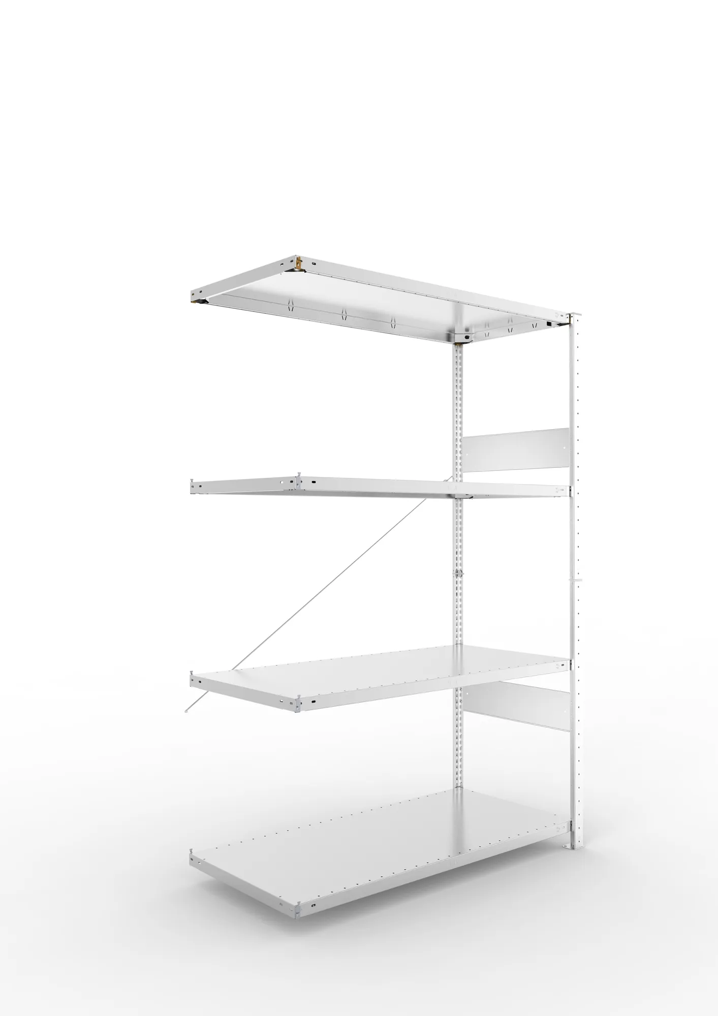META CLIP SPLIT | Fachbodenregal | Anbauregal | 2000 x 1300 x 600 mm | Fachlast 230 kg | 3+1 Ebenen | verzinkt