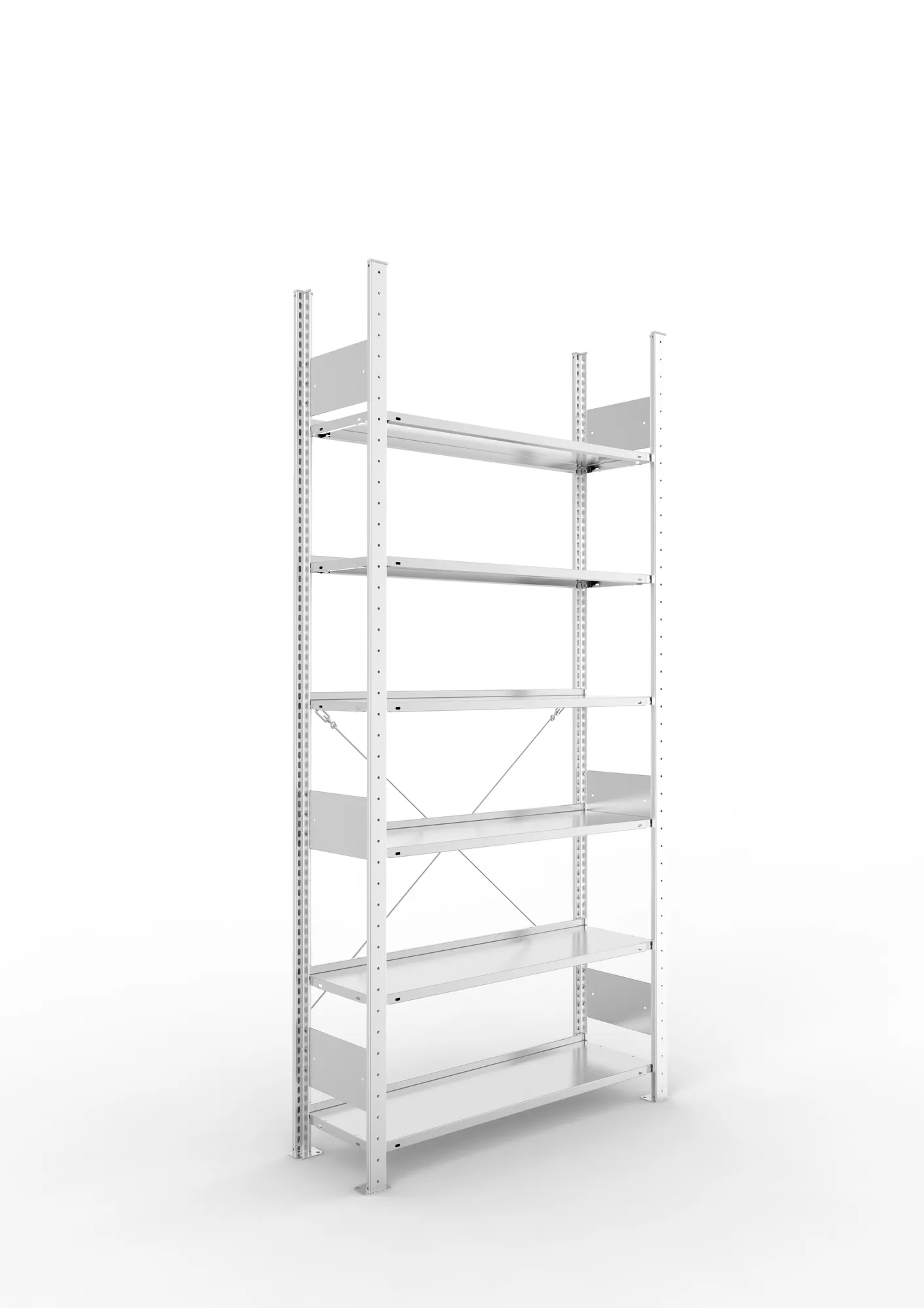 META COMPACT S3| Büro-Steckregal | Grundregal | 2200 x 1000 x 300 mm | Fachlast 80 kg | 6 Ebenen | Endanschlag | verzinkt