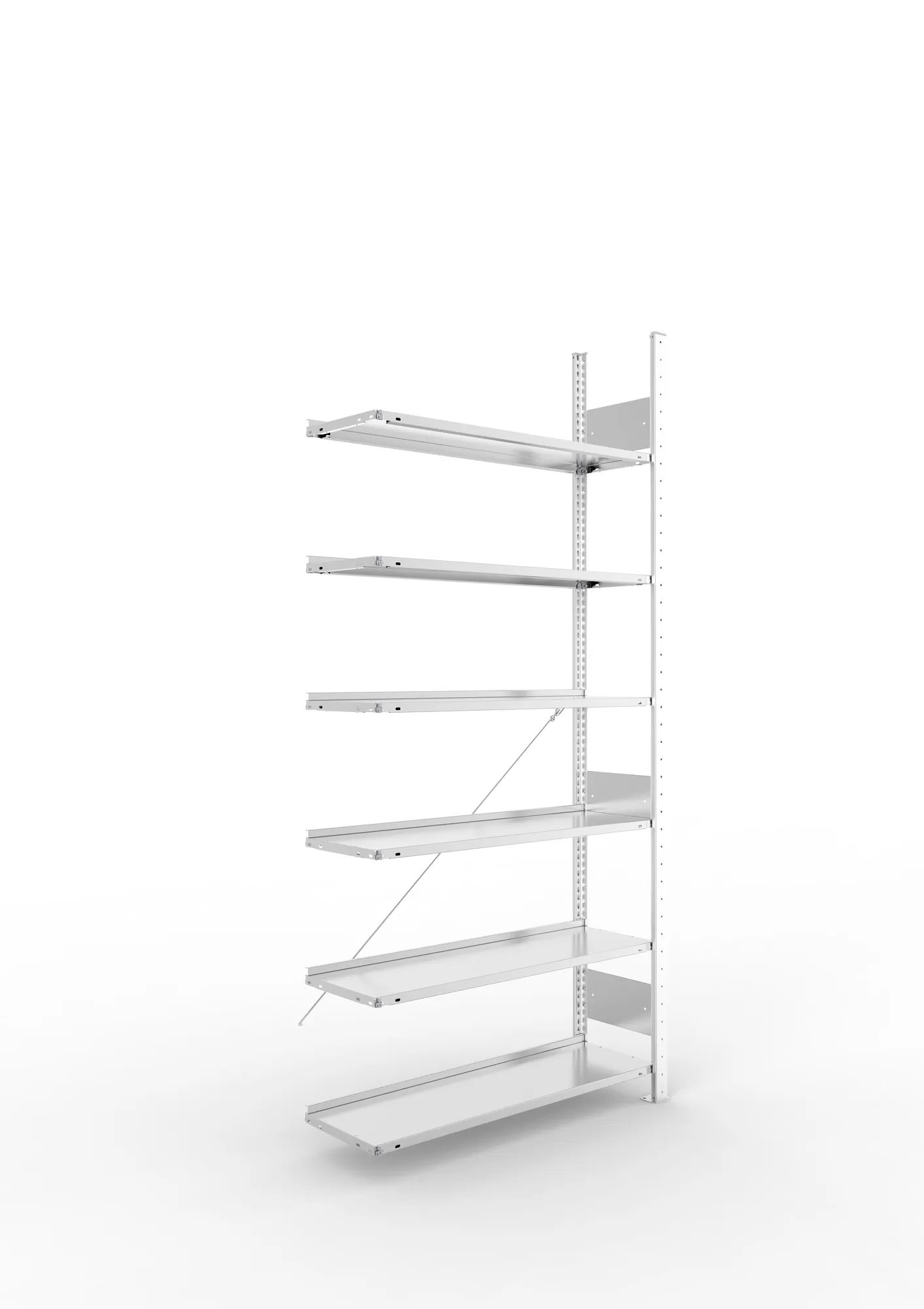 META COMPACT S3| Büro-Steckregal | Anbauregal | 2200 x 1000 x 300 mm | Fachlast 80 kg | 6 Ebenen | Endanschlag | verzinkt