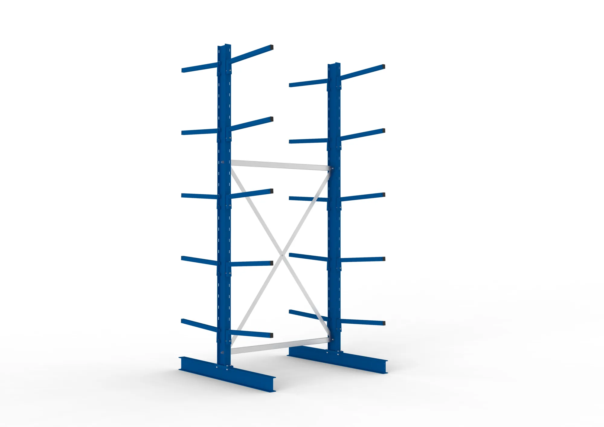 META MULTISTRONG L | Kragarmregal | Grundregal | 3000 x 1300 x 600 mm | Armlast 140 kg | doppelseitig | 5+1 Ebenen