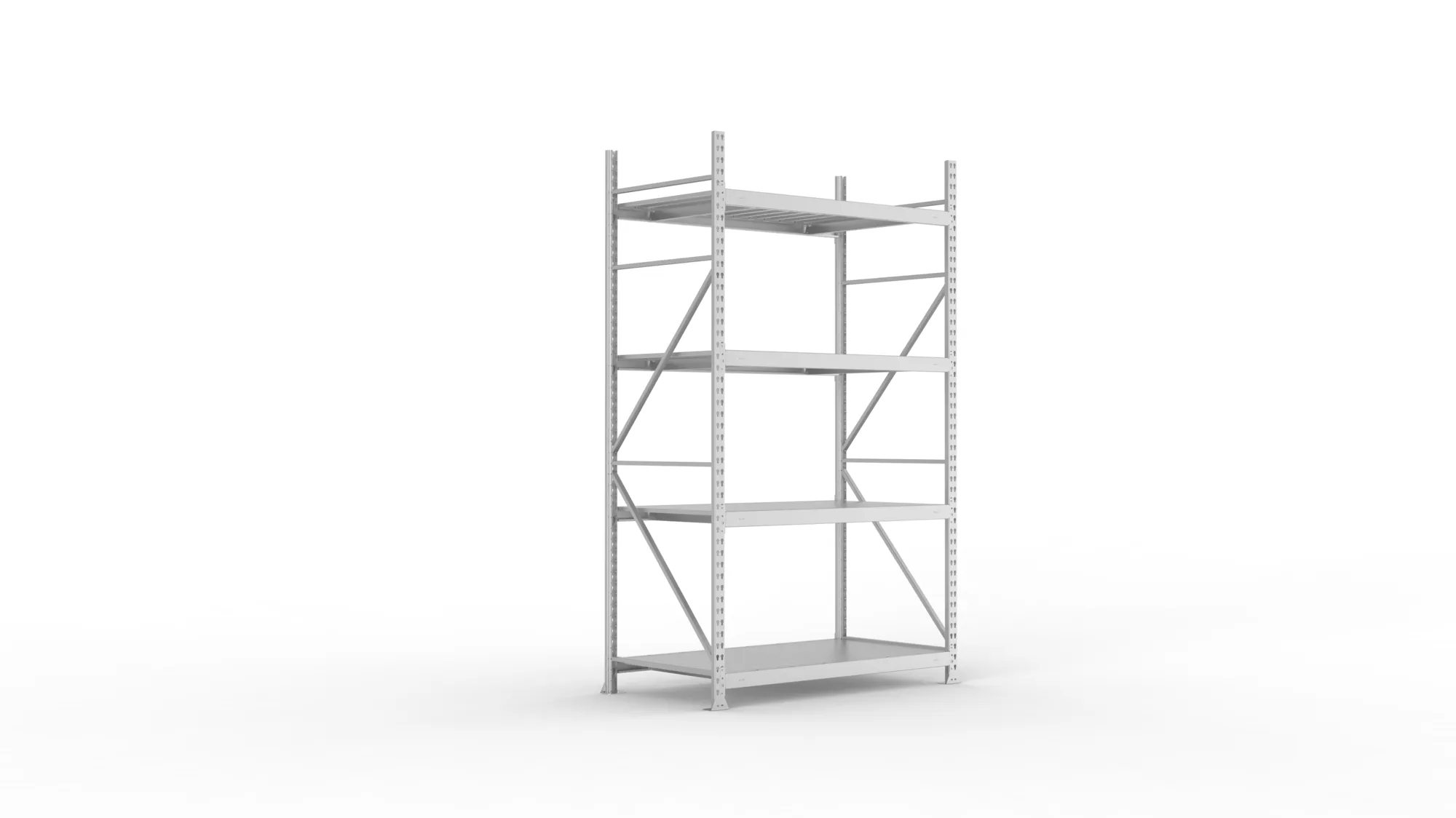META MINI-RACK Weitspannregal | Grundregal | 2500 x 1400 x 800 mm | Fachlast 600 kg | Stahlpaneelböden | 4 Ebenen