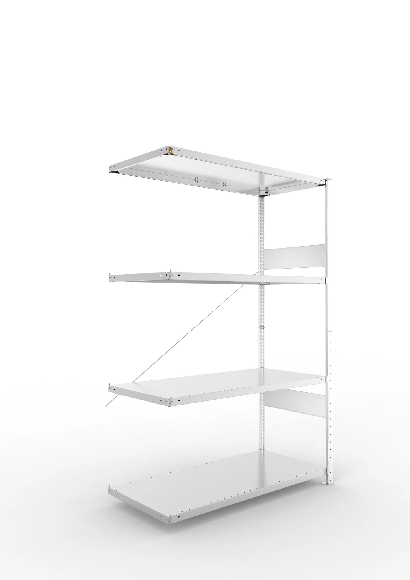 META CLIP SPLIT | Fachbodenregal | Anbauregal | 2000 x 1300 x 600 mm | Fachlast 150 kg | 3+1 Ebenen | verzinkt