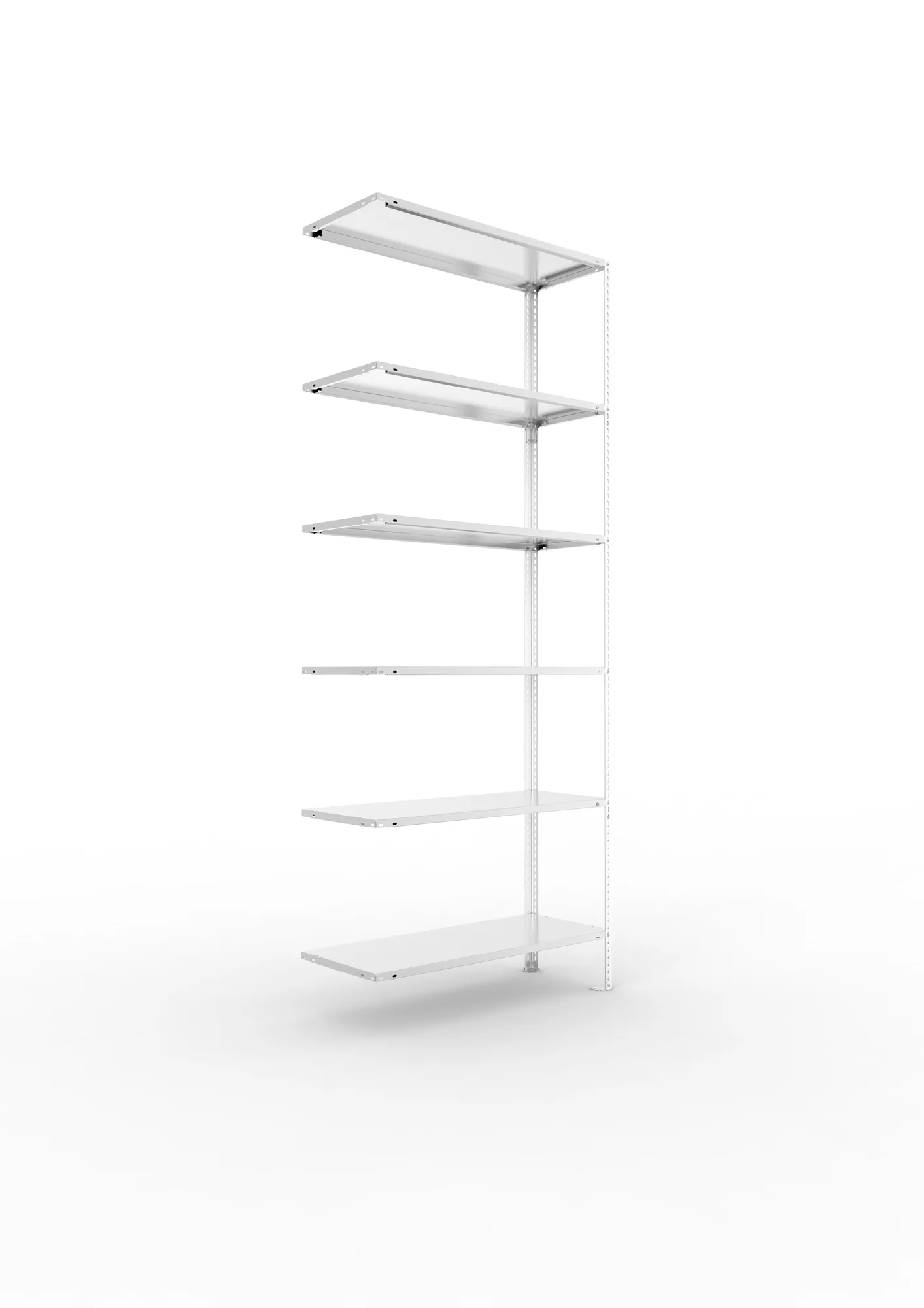 META FIX | Fachbodenregal | Anbauregal | 2500 x 1000 x 400 mm | Fachlast 80 kg | 6 Ebenen | verzinkt
