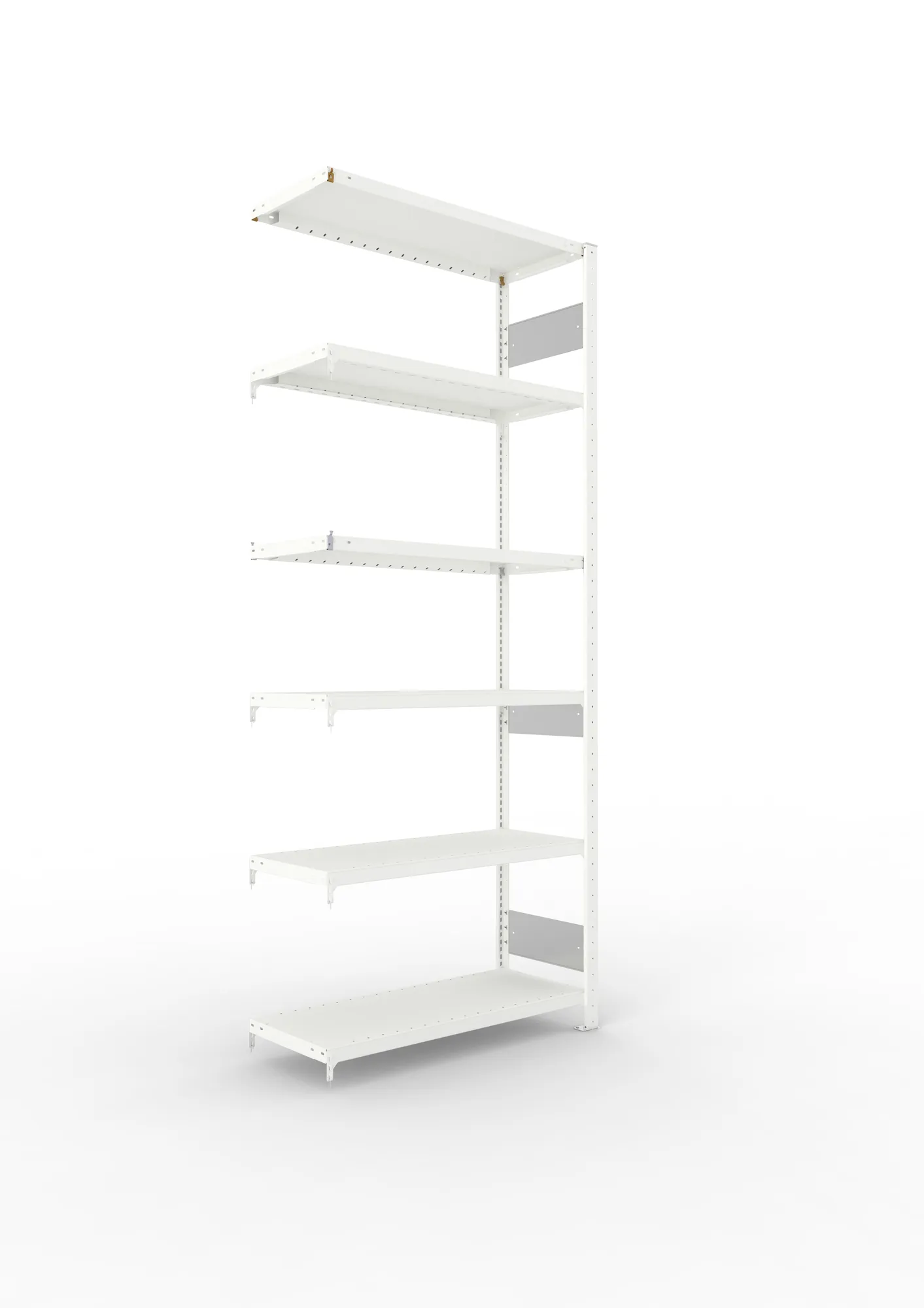 META CLIP S3 | Fachbodenregal | Anbauregal | 2500 x 1000 x 400 mm | Fachlast 230 kg | 5+1 Ebenen | Längsriegel | RAL 7035