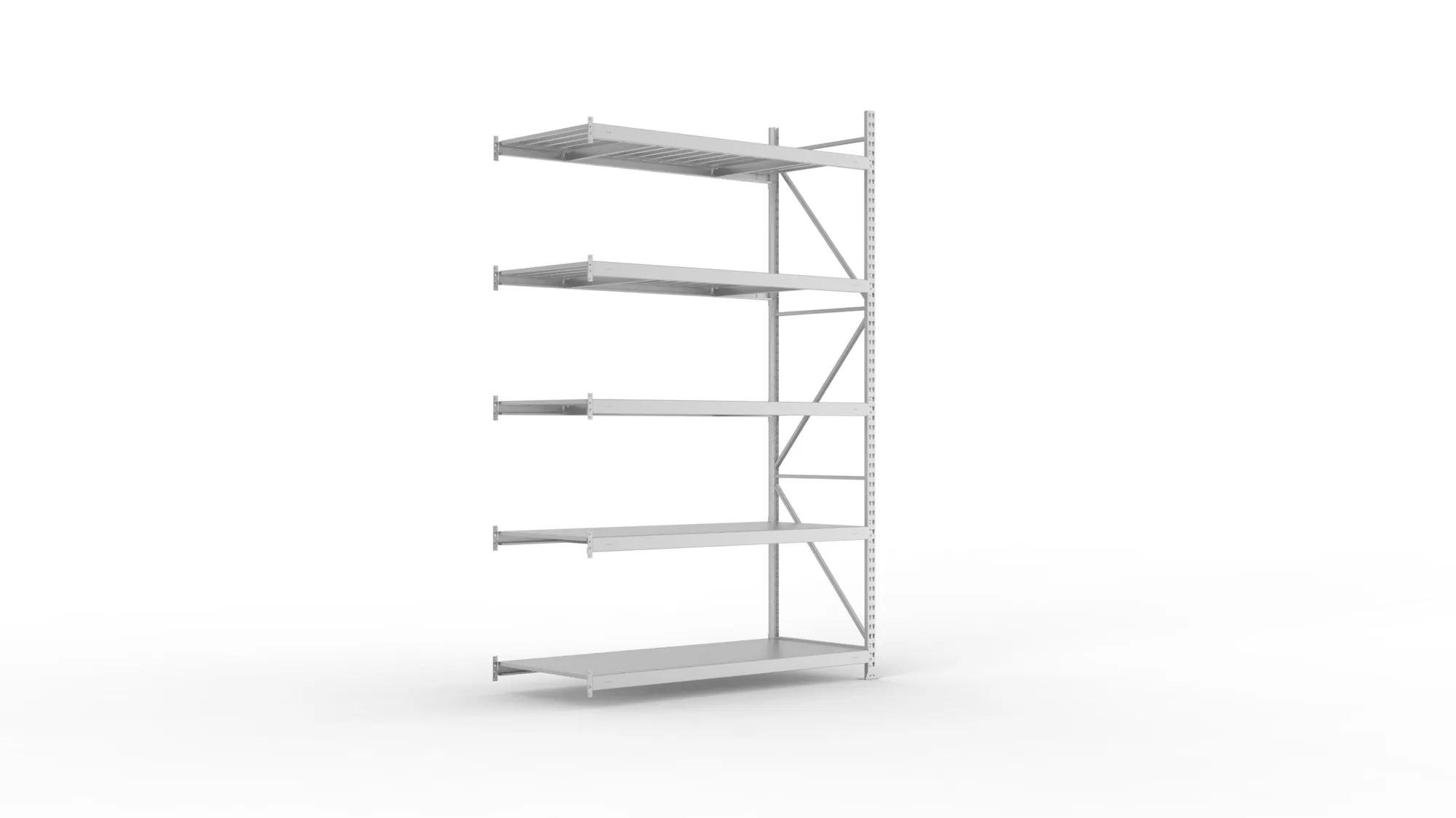 META MINI-RACK Weitspannregal | Anbauregal | 3000 x 1800 x 800 mm | Fachlast 600 kg | Stahlpaneelböden | 5 Ebenen