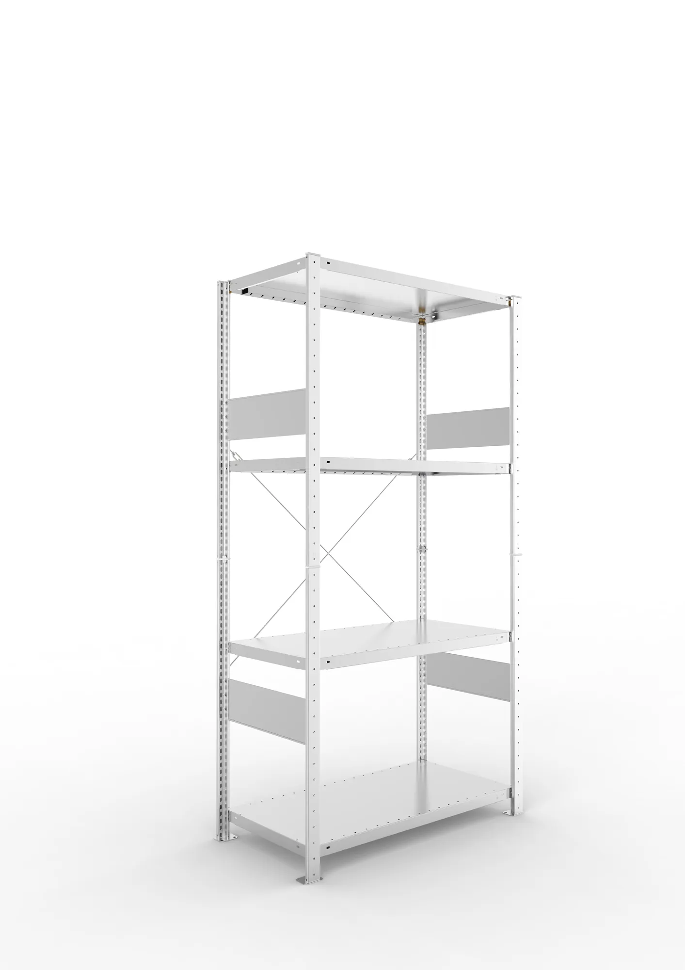 META CLIP SPLIT | Fachbodenregal | Grundregal | 2000 x 1000 x 500 mm | Fachlast 230 kg | 3+1 Ebenen | verzinkt