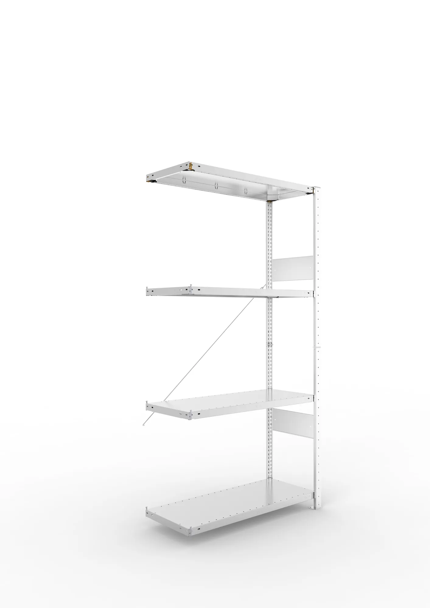 META CLIP SPLIT | Fachbodenregal | Anbauregal | 2000 x 1000 x 400 mm | Fachlast 150 kg | 3+1 Ebenen | verzinkt