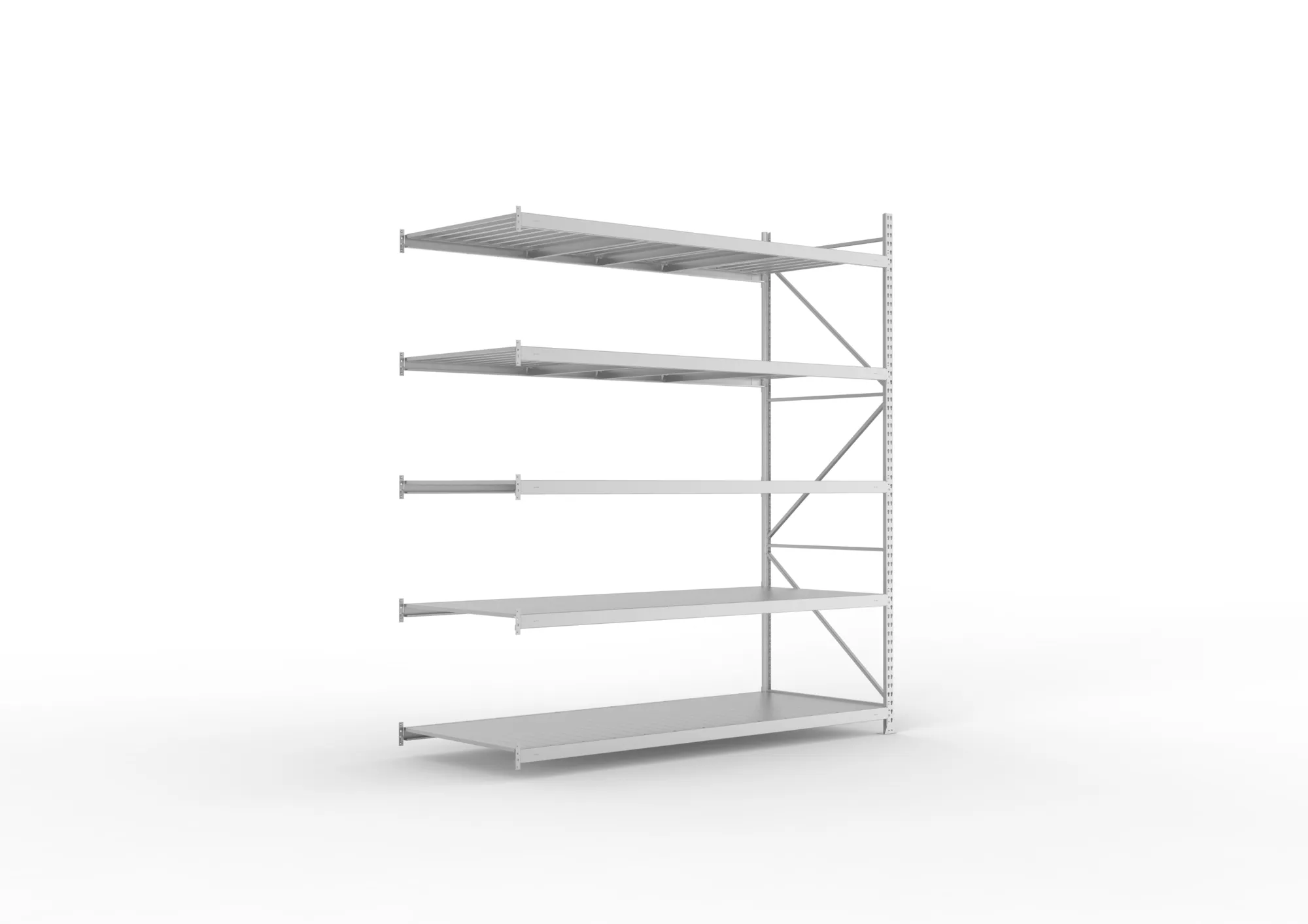 META MINI-RACK Weitspannregal | Anbauregal | 3000 x 2600 x 1050 mm | Fachlast 490 kg | Stahlpaneelböden | 5 Ebenen