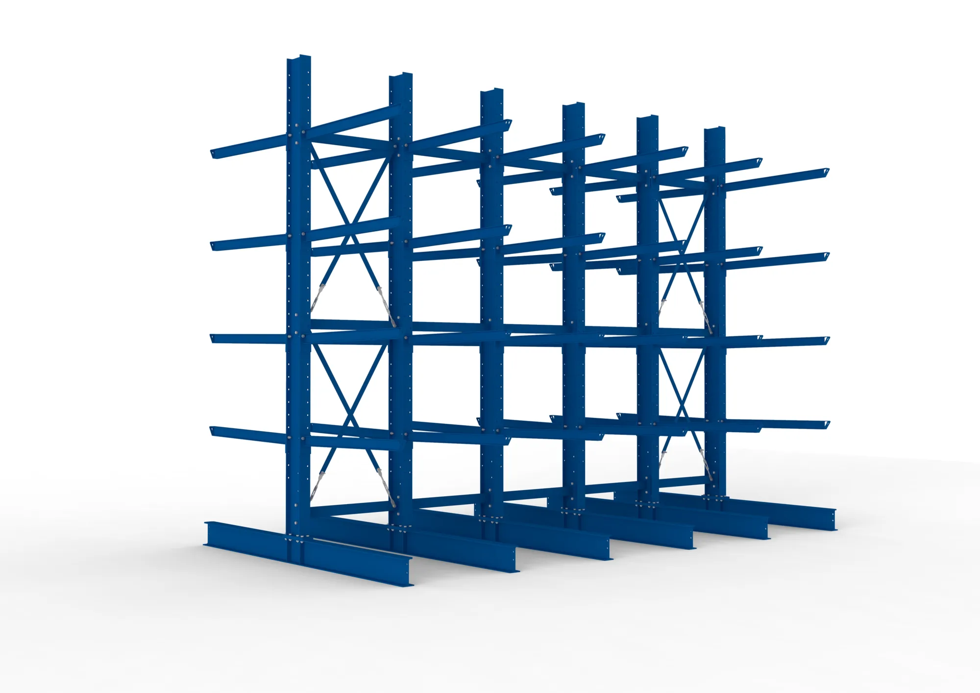META MULTISTRONG H | Kragarmregal | 5 Felder | 4000 x 5000 x 1250 mm | Armlast 400 kg | doppelseitig | 4+1 Ebenen