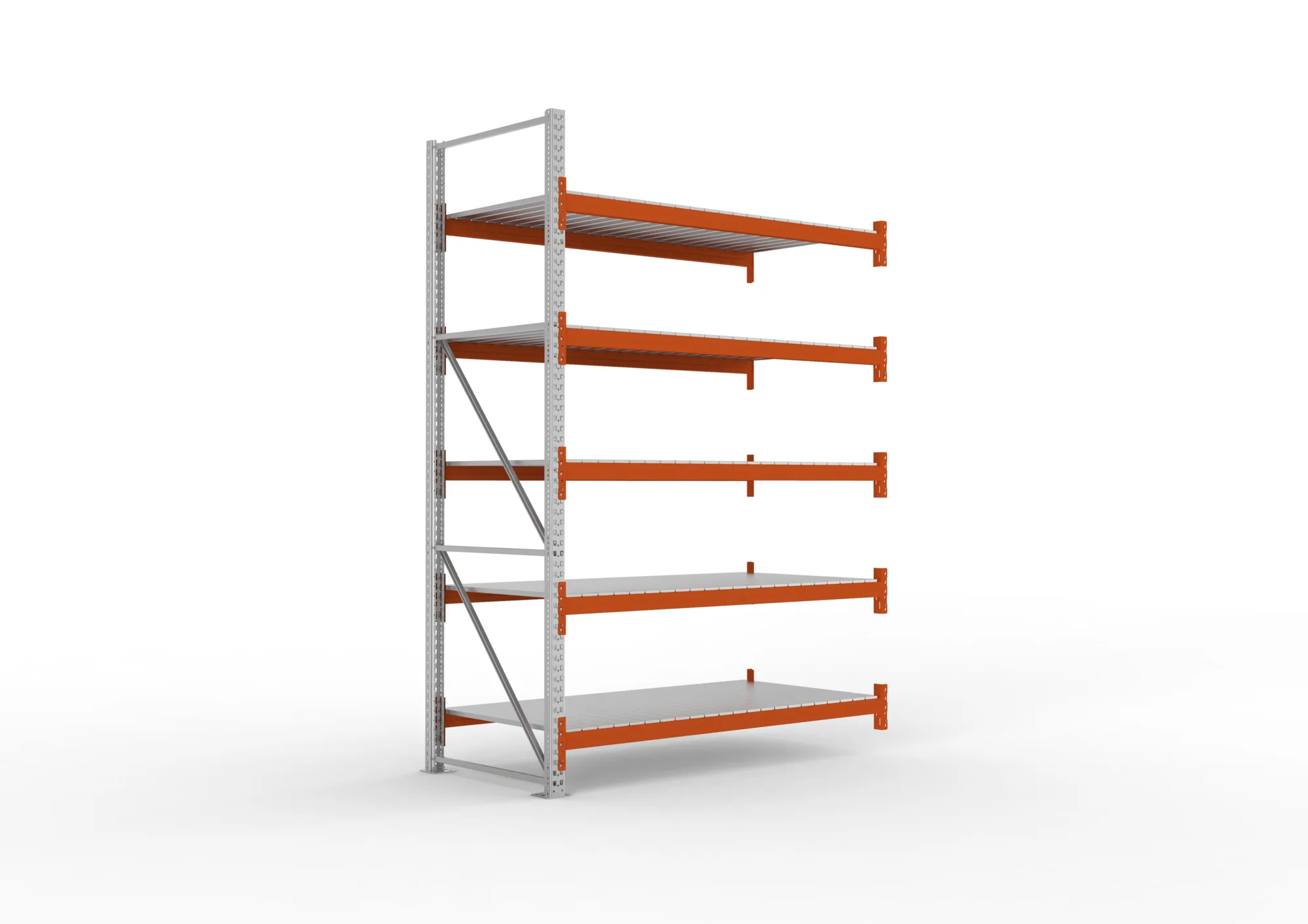 META MULTIPAL | Großfachregal | Anbauregal | 3300 x 2225 x 1100 mm | Fachlast 1700 kg | 5 Ebenen | Stahlpaneele | verzinkt