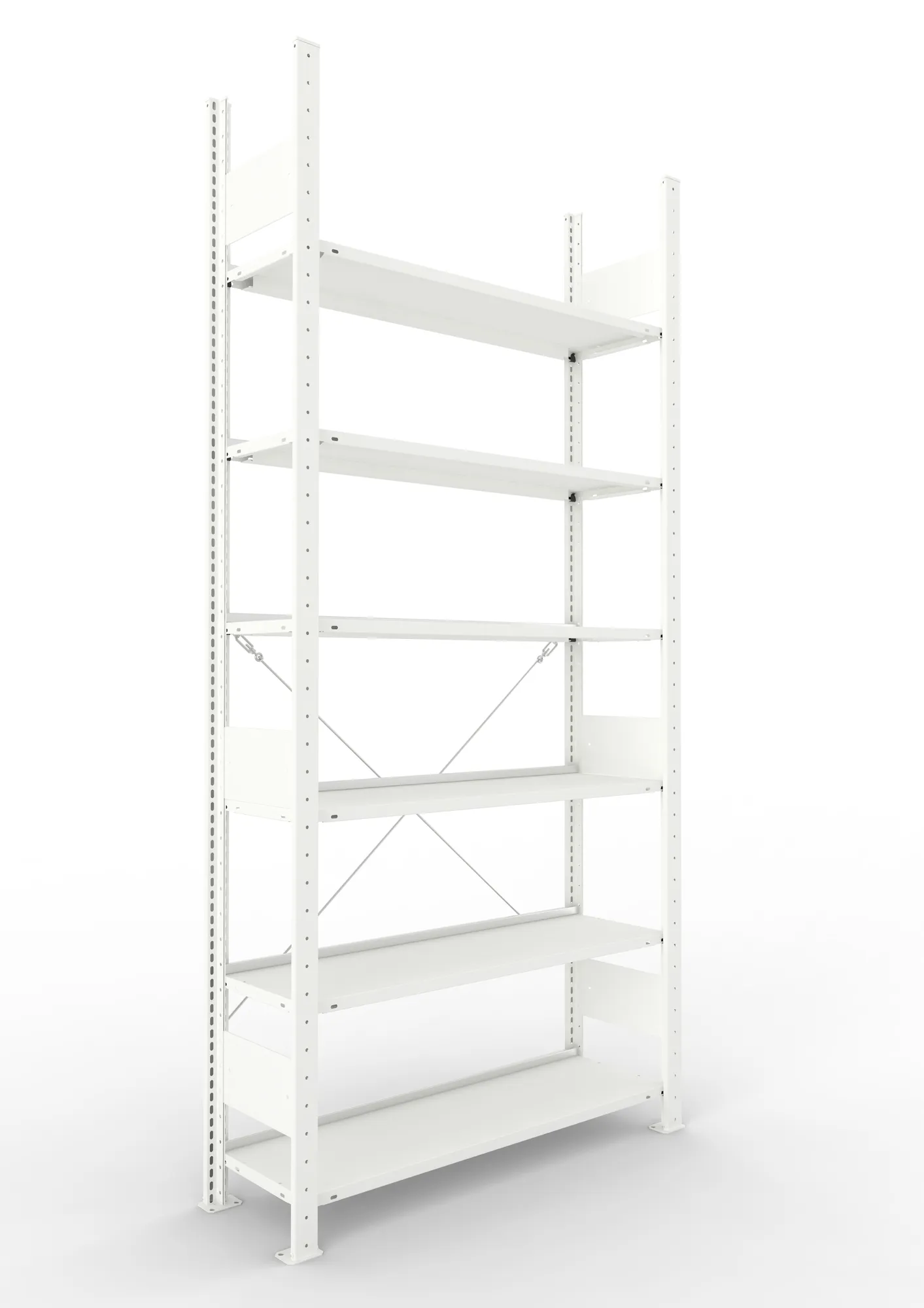 META COMPACT | Büro-Steckregal | Grundregal | 2200 x 1000 x 300 mm | Fachlast 80 kg | 6 Ebenen | RAL 7035