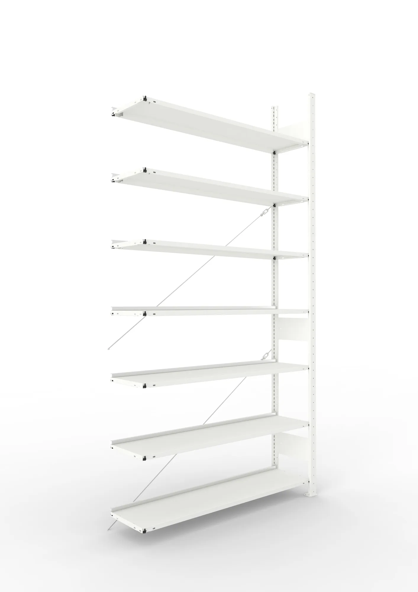 META COMPACT | Büro-Steckregal | Anbauregal | 2500 x 1250 x 300 mm | Fachlast 80 kg | 7 Ebenen | RAL 7035