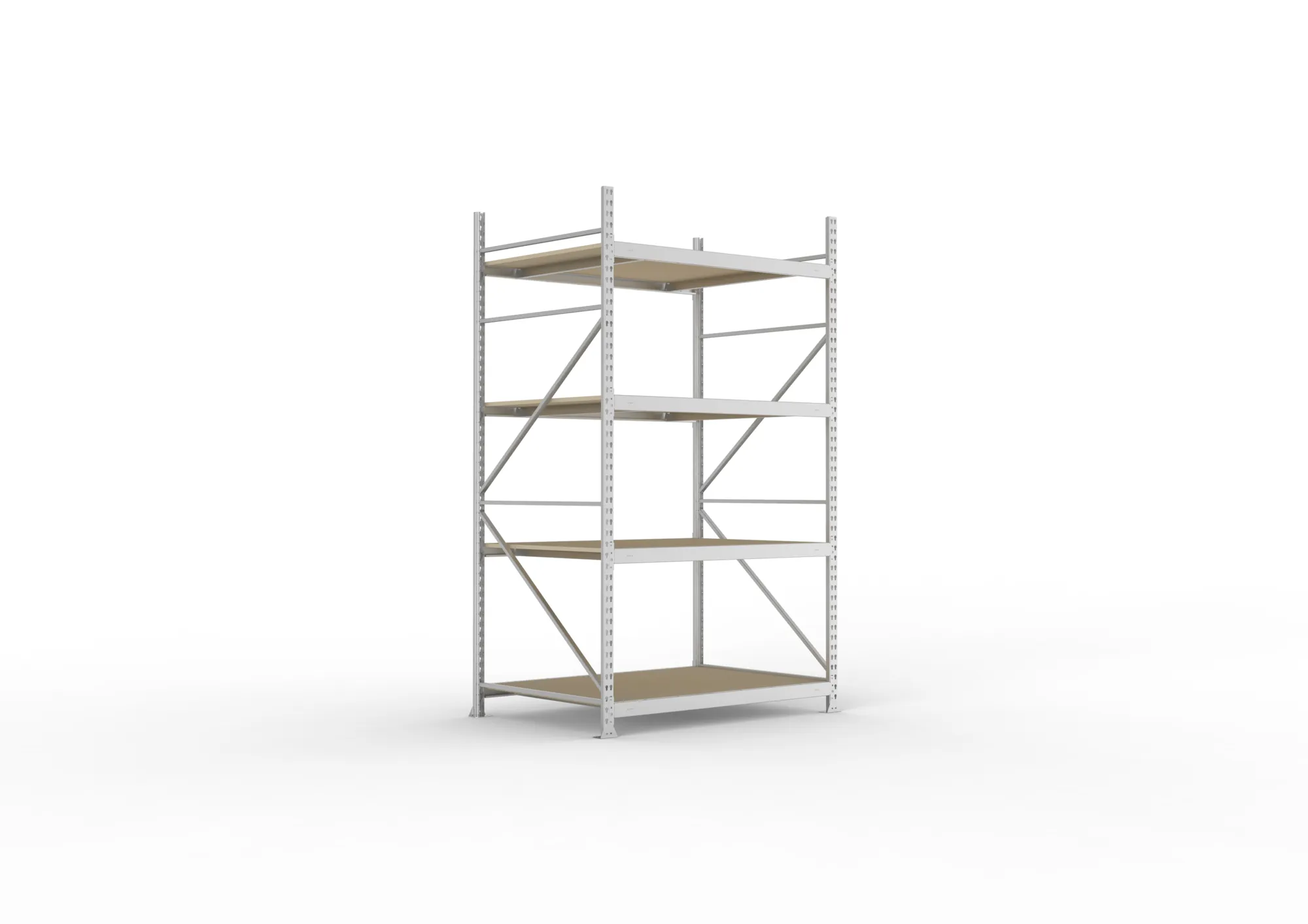 META MINI-RACK Weitspannregal | Grundregal | 2500 x 1400 x 1050 mm | Fachlast 600 kg | Spanplattenböden | 4 Ebenen