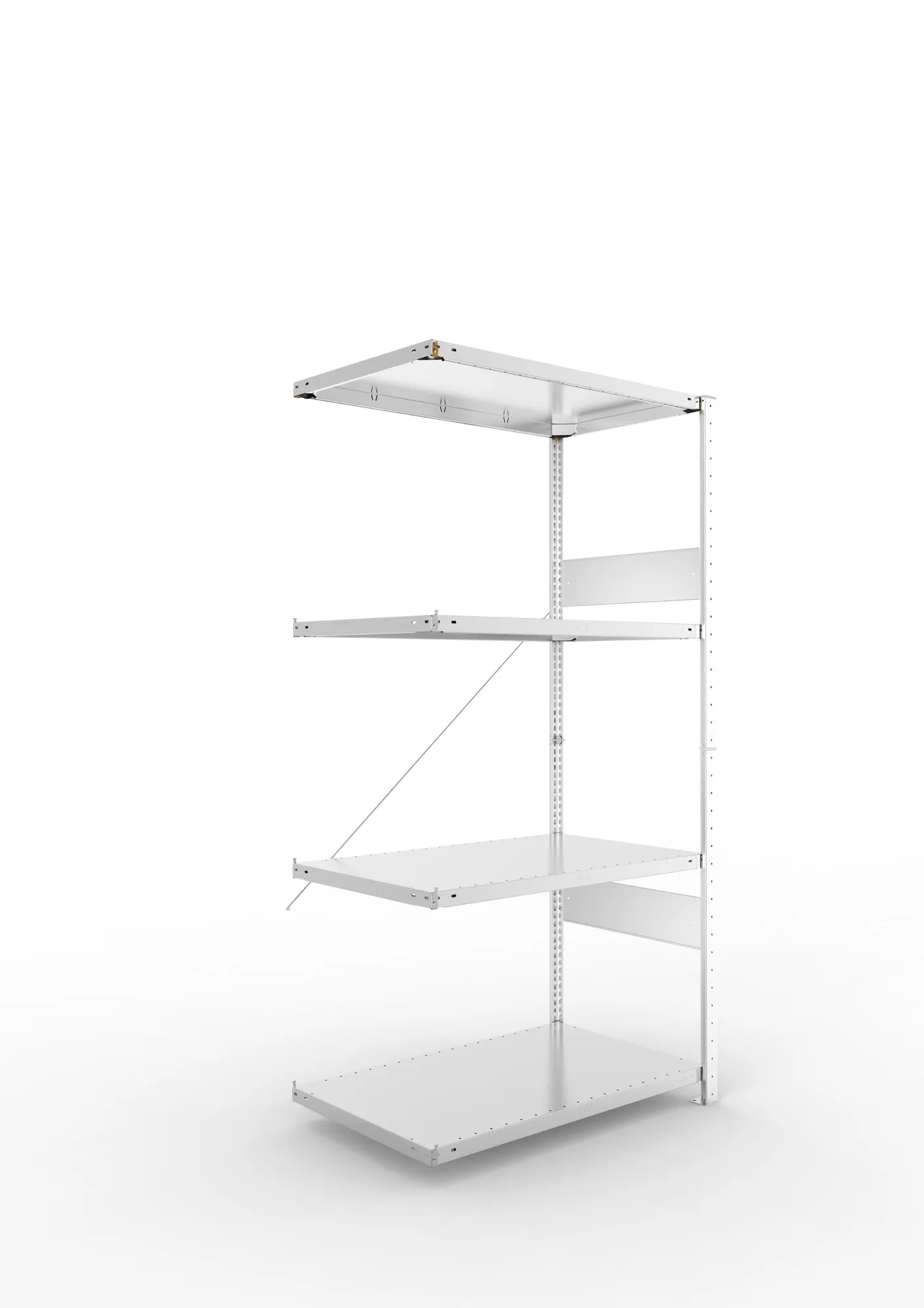 META CLIP SPLIT | Fachbodenregal | Anbauregal | 2000 x 1000 x 600 mm | Fachlast 150 kg | 3+1 Ebenen | verzinkt