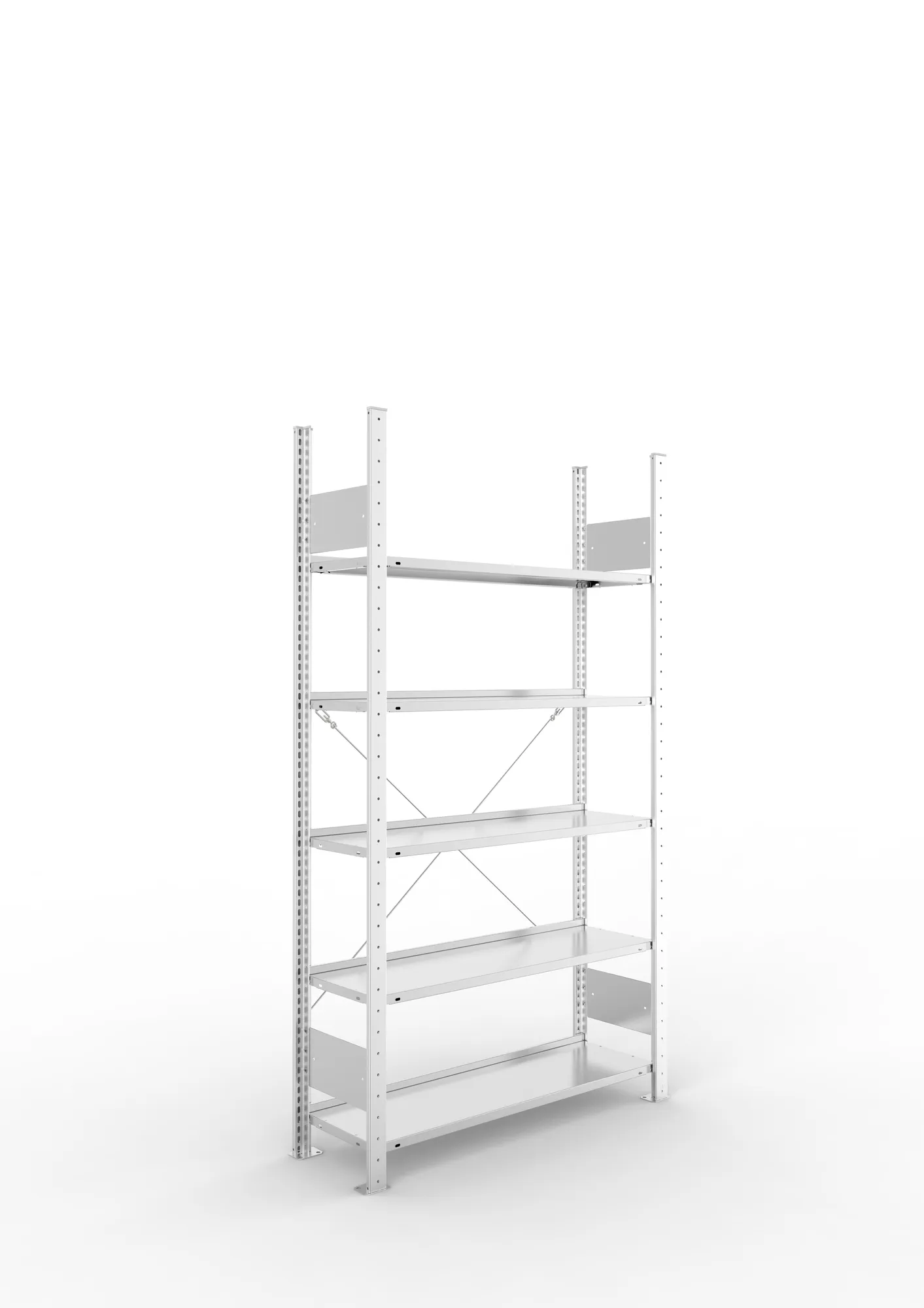 META COMPACT S3| Büro-Steckregal | Grundregal | 1850 x 1000 x 300 mm | Fachlast 80 kg | 5 Ebenen | Endanschlag | verzinkt